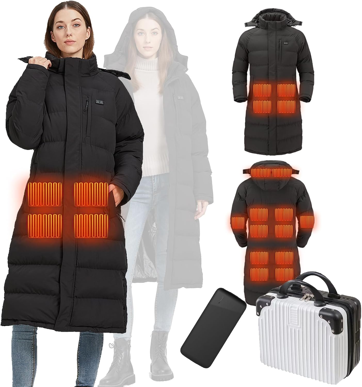 Heated Jackets for Women, Long Winter Coats for Women for Skiing Hunting Motorcycle...