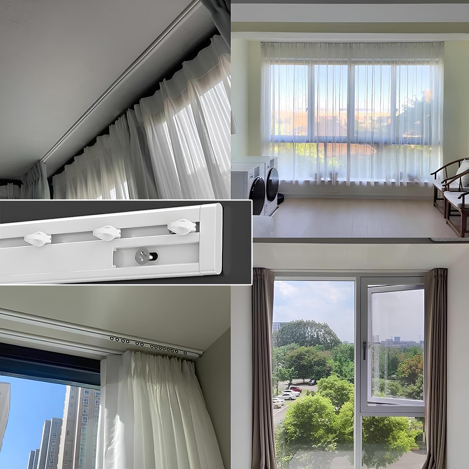 Rail De Rideau De Plafond Ultra-Fin Rideau Rail Tringle A Rideaux Silencieux En Alliage D'aluminium Pour Bureau, Salon, Chambre(160cm (2 * 80cm))