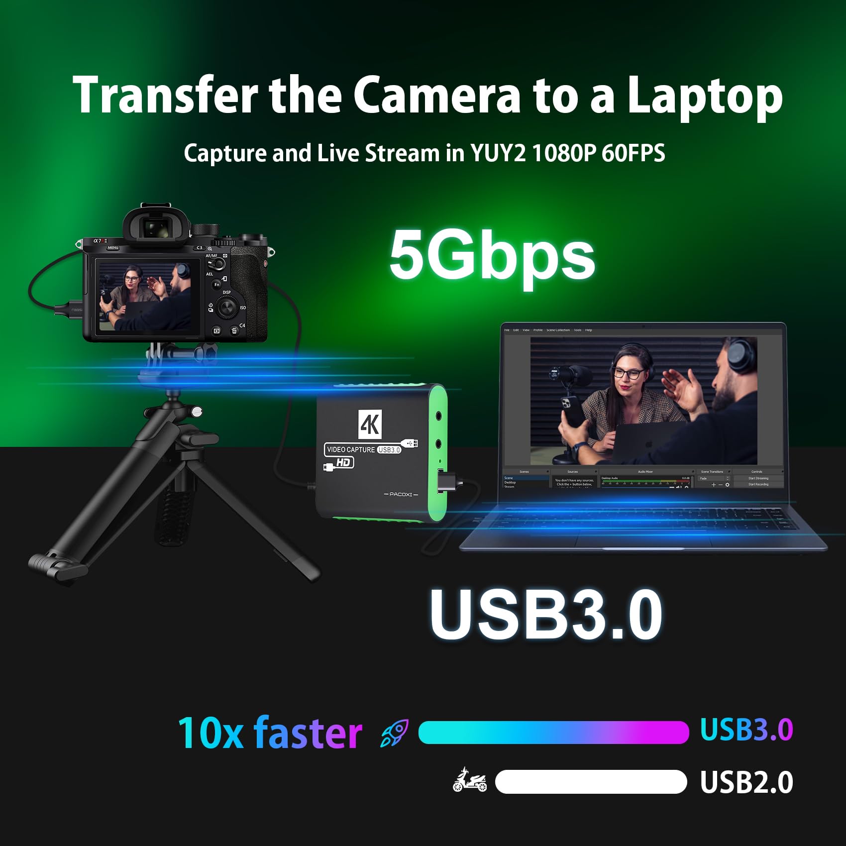 Tarjeta de captura 1080P 60FPS para Nintendo Switch, tarjeta de captura HDMI USB 3.0 PS5 con entrada y paso 4K30Hz, tarjeta de captura de juego para transmisión, tarjeta de captura de video para PS4