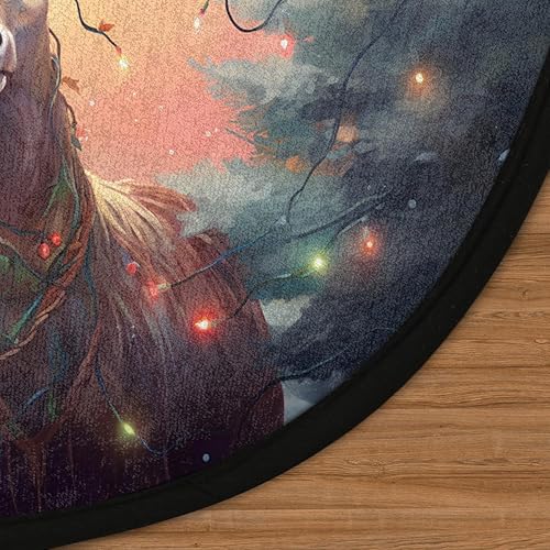 Miniatura 3 de Christmas Tree Animal Reindeer (4) Round Area Rug 3ft Machine Washable Circular Rugs for Dining Room Table Bedroom Playroom Throw Rugs for Dog