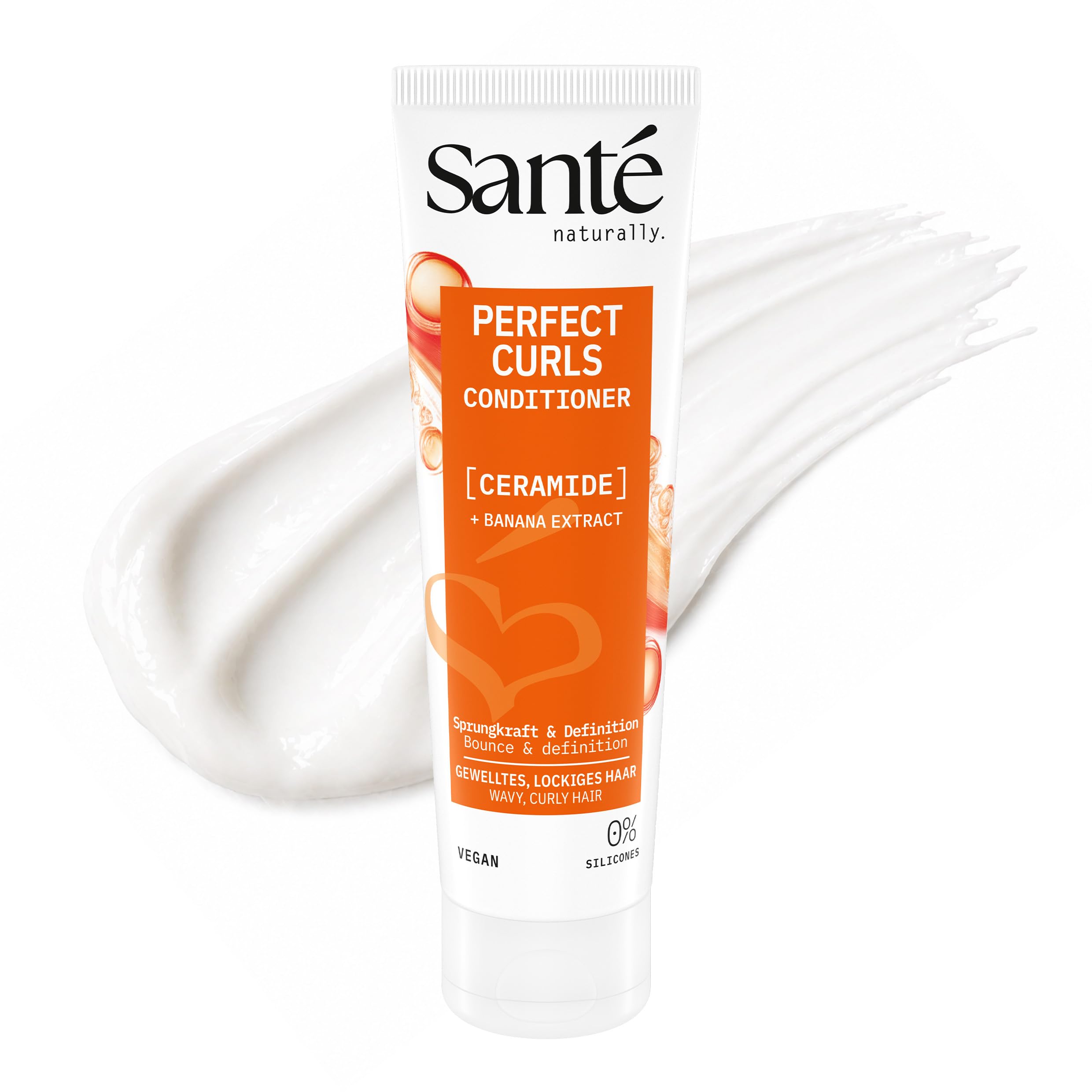 SANTE Naturkosmetik Perfect Curls Ceramide Après-shampoing hydratant avec céramides et banane 150 ml Pour cheveux bouclés et ondulés Sans silicone, doux et végétalien