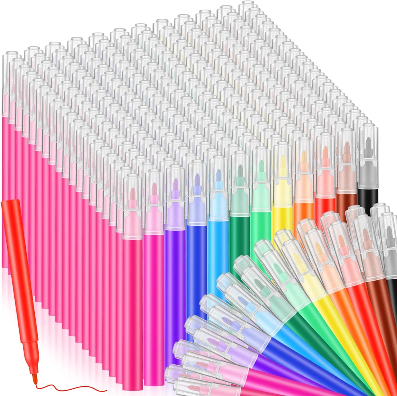 Fuyoooo 600 Pcs Mini Markers Colored Pen Bulk, 0.8mm Tip, 12 Vibrant Colors 3.5 Inch Portable Short Colored Markers for Artworks, Graffiti, Parties, Glass Paint, Office Supplies