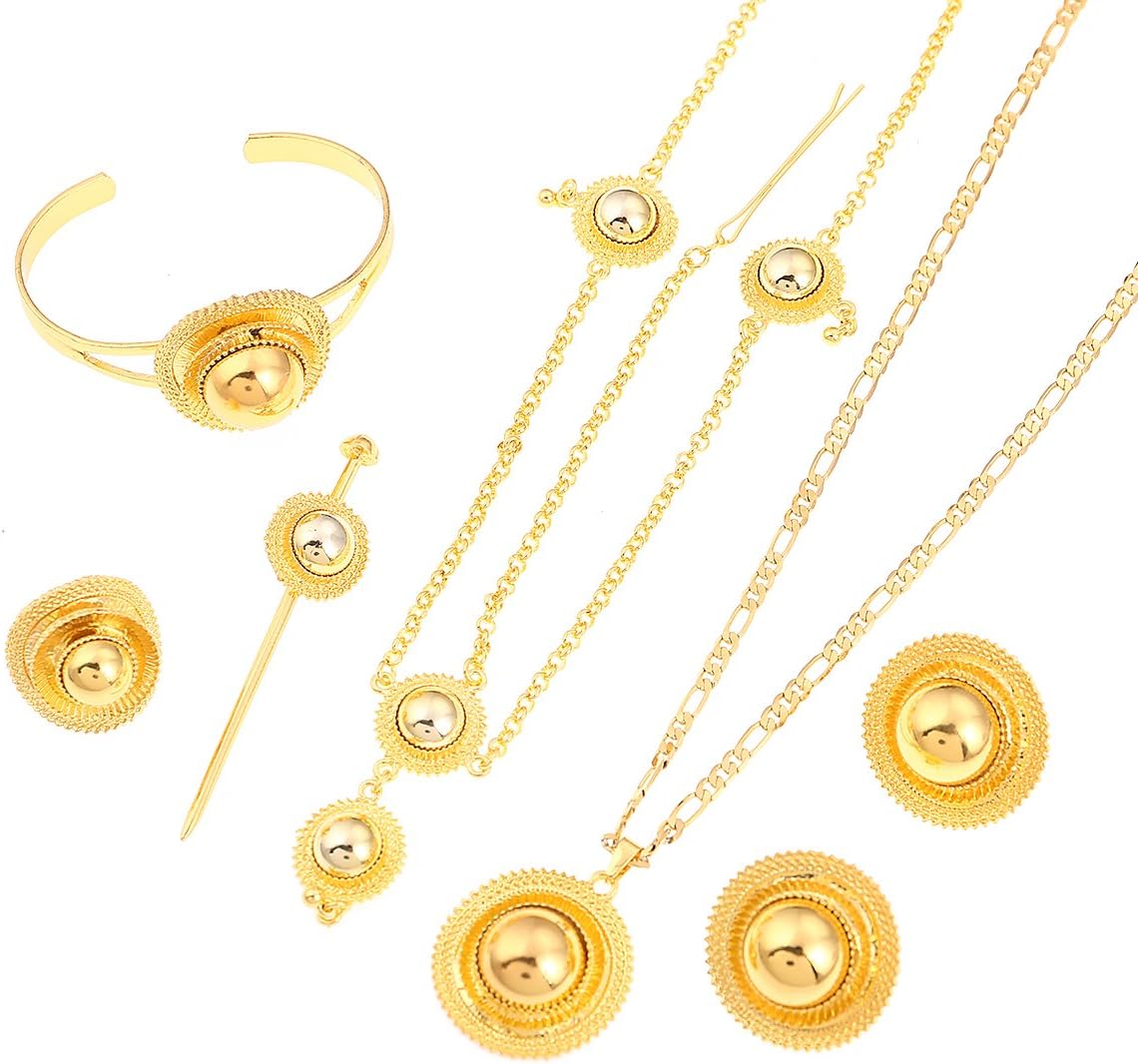 Ethiopian Bridal Jewelry Sets Big Hair Jewelry 6pcs Sets African Jewelry for Ethiopian