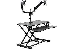 VIVO Electric Standing Desk Computer Mount with Pneumatic Spring Arms and Cable Management