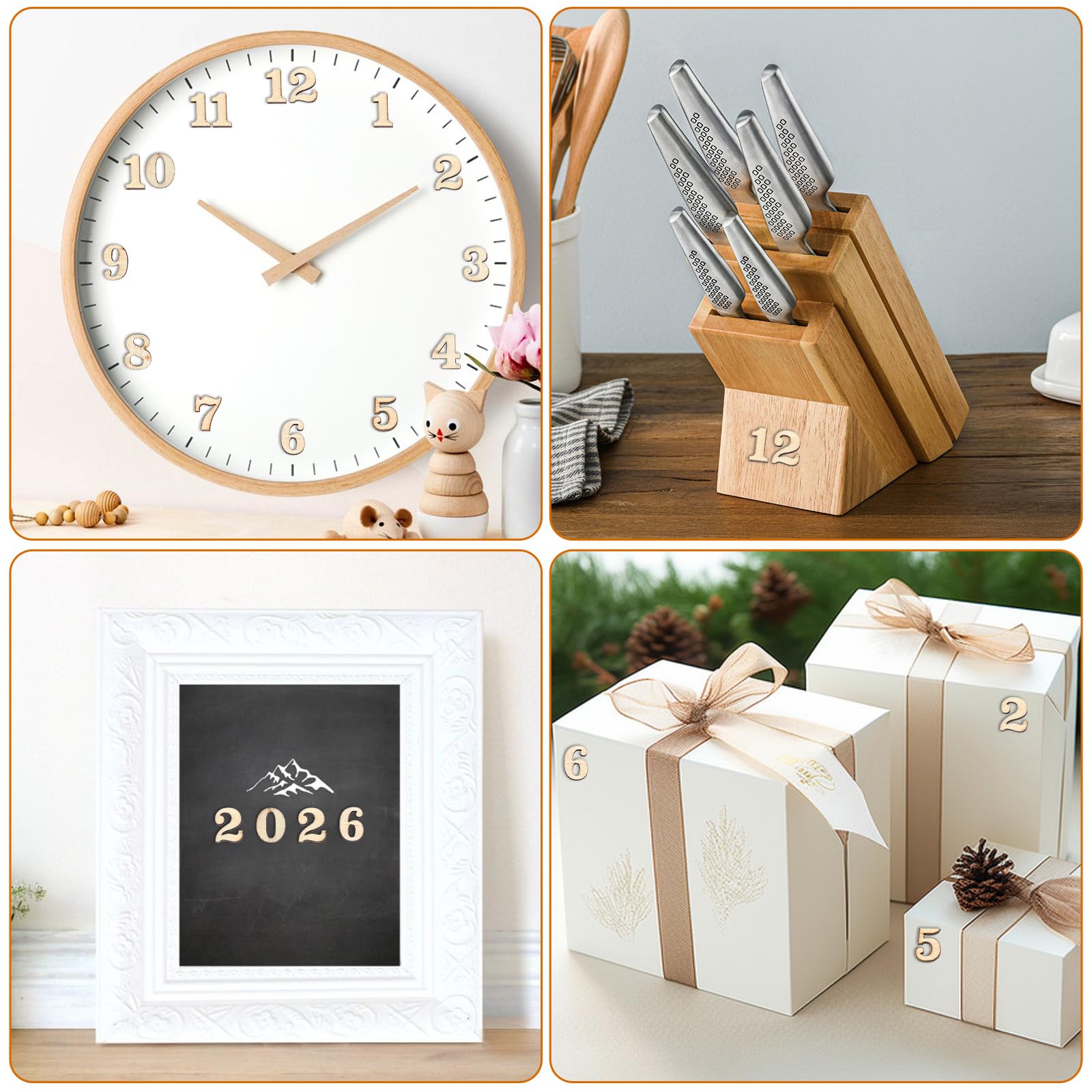 Lot de 200 petits chiffres en bois brut de 1,5 cm pour travaux manuels, projets de bricolage, décoration d'intérieur