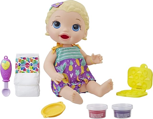 Baby Alive Super Snacks Snackin Lily Baby: Blonde Baby Doll That Eats, with Reusable Doll Food, Spoon and 3 Accessories, Perfect Doll For 3 Year Old Girls and Boys And Up