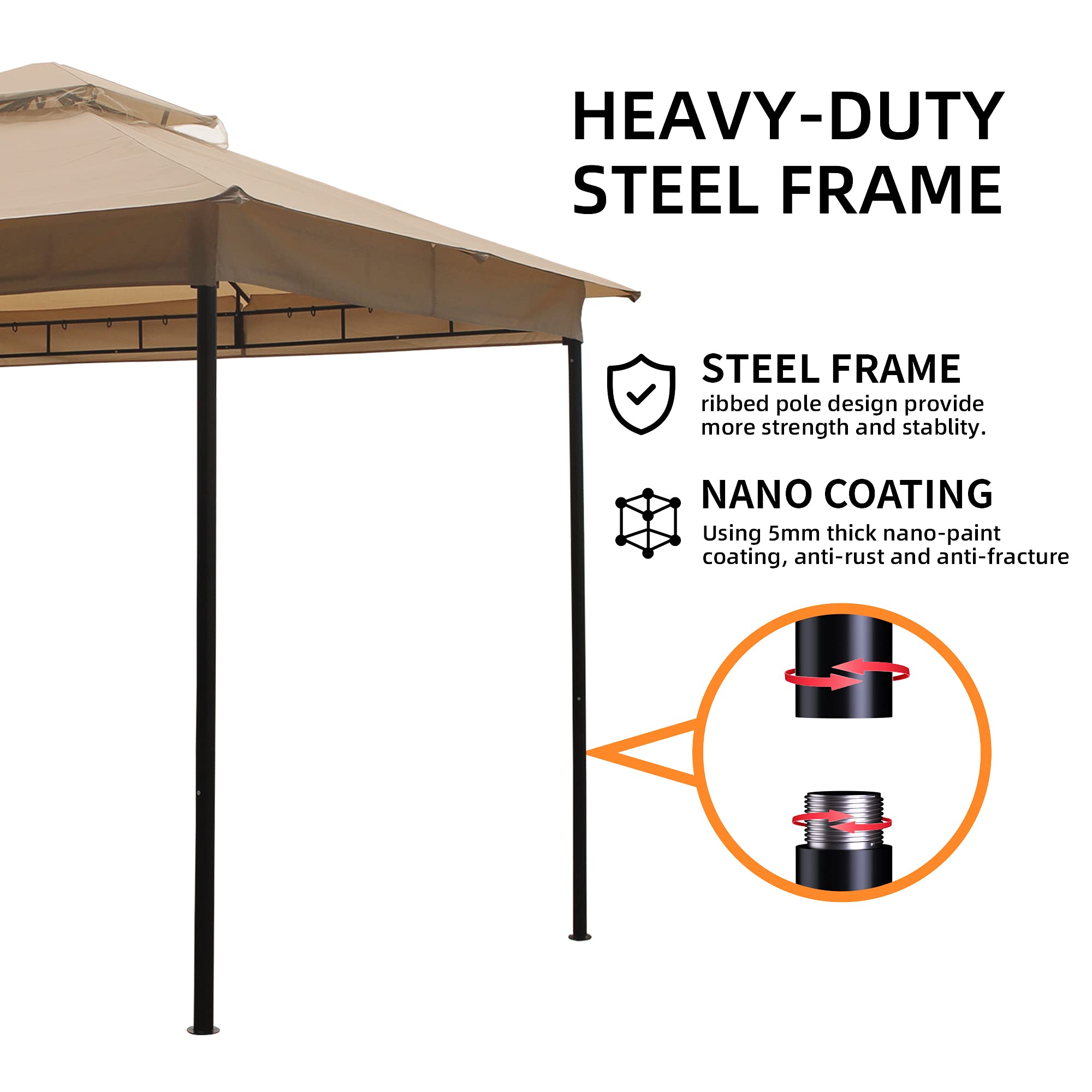 DikaSun 10'X10' Gazebo for Patio Dual Roof Soft Top Gazebo with Curtains Netting, Easy