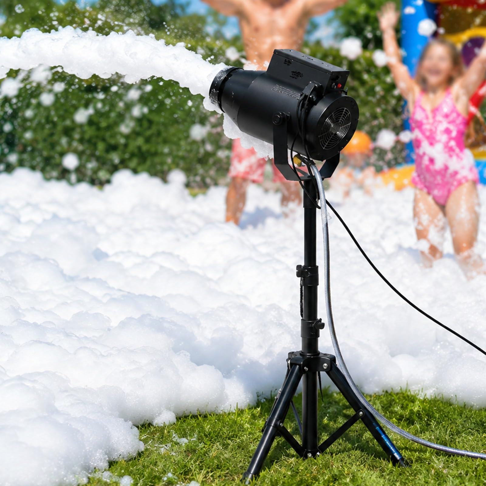 Pealiritansemen Black Foam Party Machine, Foam Snow Machine 1000W With 3-5 M Spray Range, Adjustable Angle And Stable Tripod For Garden Party, Carnival And Stage Fun, Outdoor Shows And Event Rentals