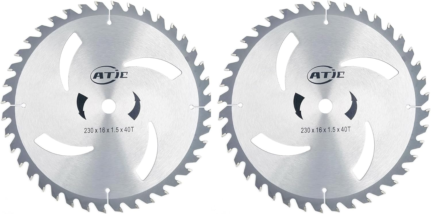 9 40 Tooth Carbide Tip General Purpose Wood Cutting Circular Saw Blade with 5/8 Arbor (2 Pack)