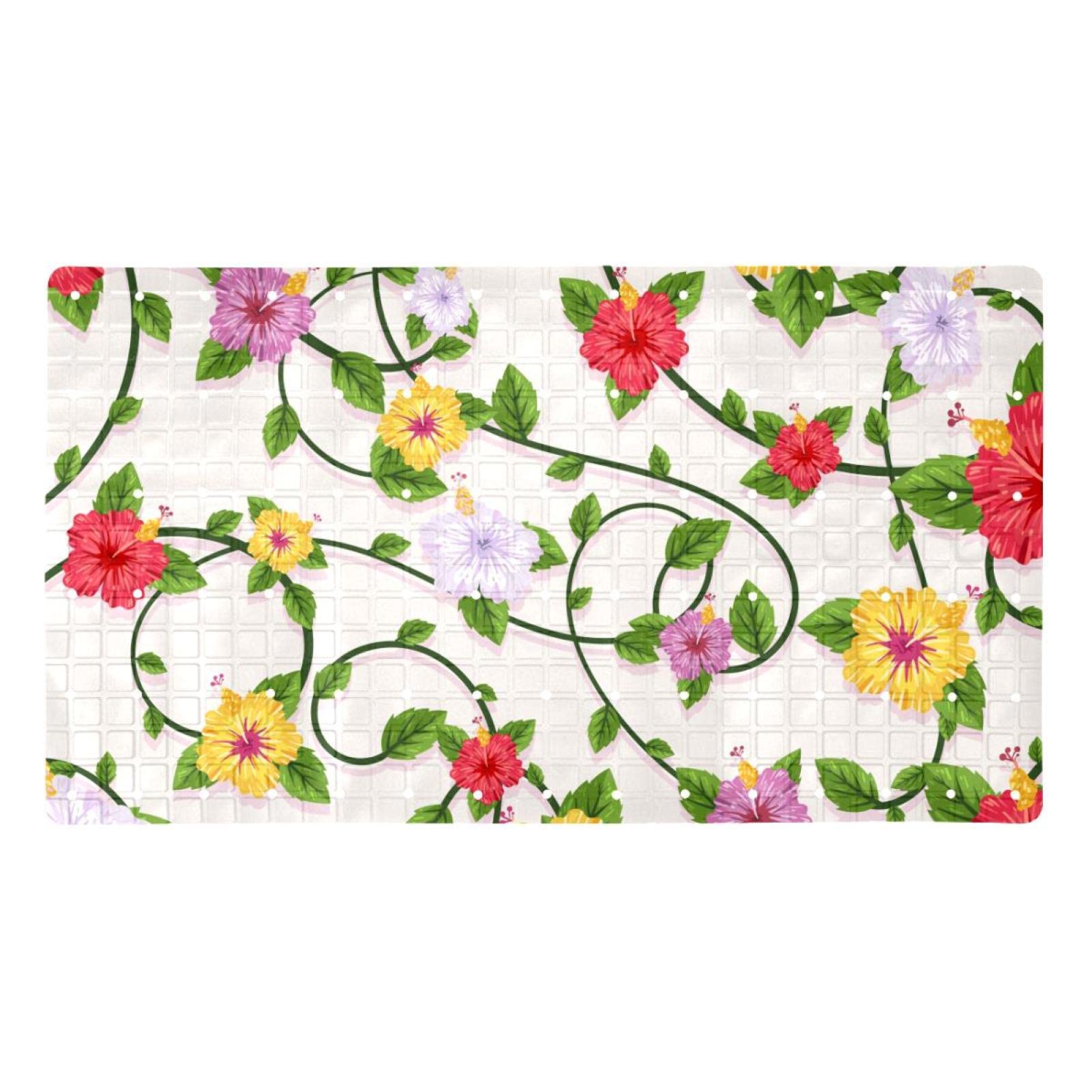 Tapis de bain antidérapant enfant et senior à ventouses floral
