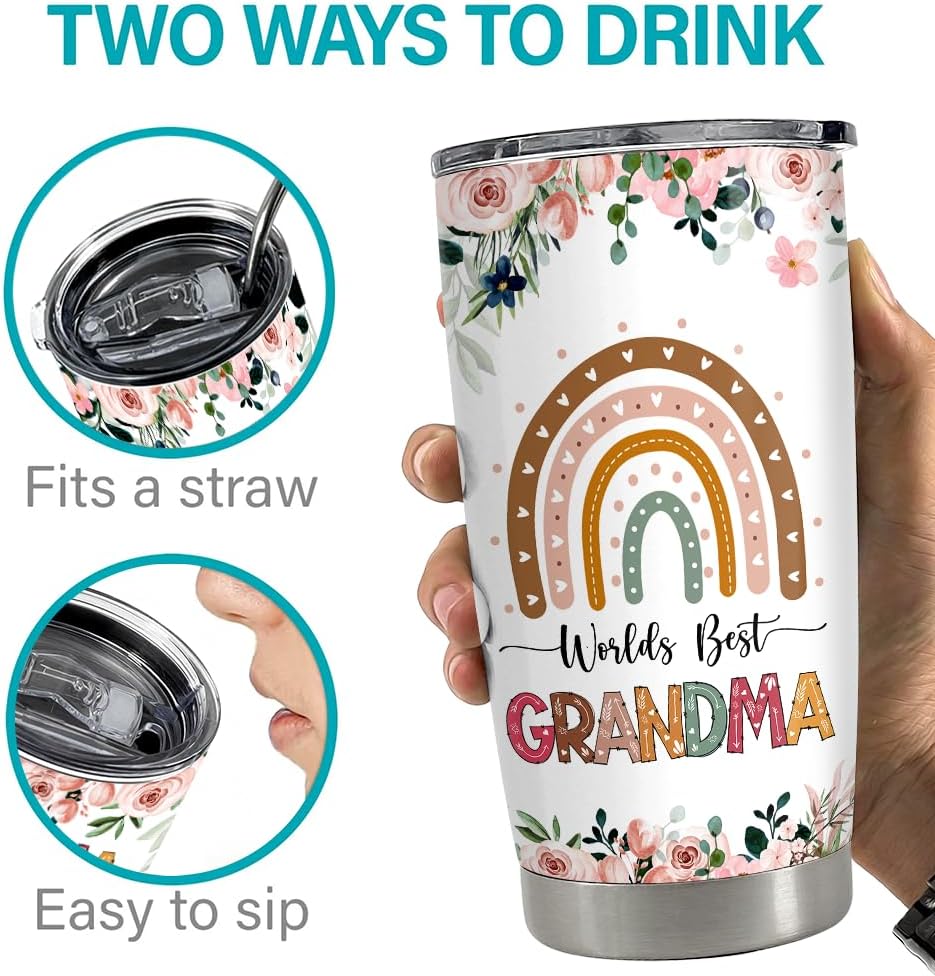 SANDJEST Grandma Tumbler 20oz Nana Cup Grandma Nutrition Facts Stainless Steel Insulated Tumblers Coffee Travel Mug Gifts for Mothers Day Birthday Christmas - Image 7