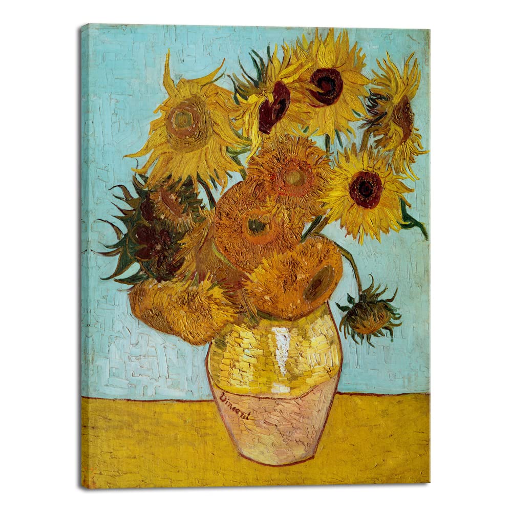 Wieco Art Large Canvas Wall Art Sunflower by Vincent Van Gogh Oil Paintings Reproduction Abstract Wall Decorations for Living Room Home Office Decorations