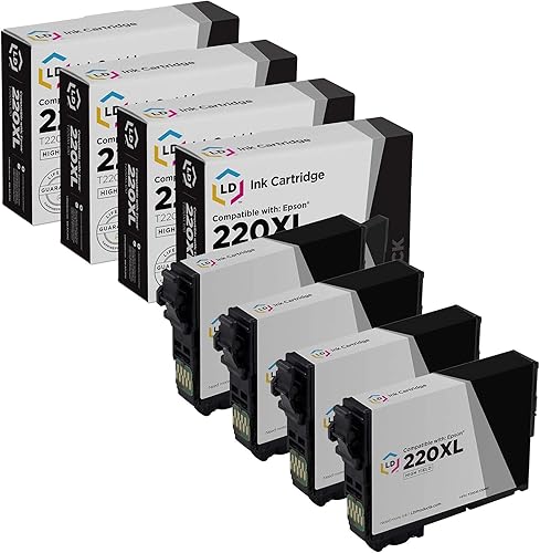 LD Products Repuesto remanufacturado para cartuchos de tinta Epson 220XL 220 XL T220XL120 de alto rendimiento (negro, paquete de 4) para XP-320, XP LD Products Repuesto remanufacturado para cartuchos de tinta Epson 220XL 220 XL T220XL120 de alto rendimiento (negro, paquete de 4) para XP-320, XP