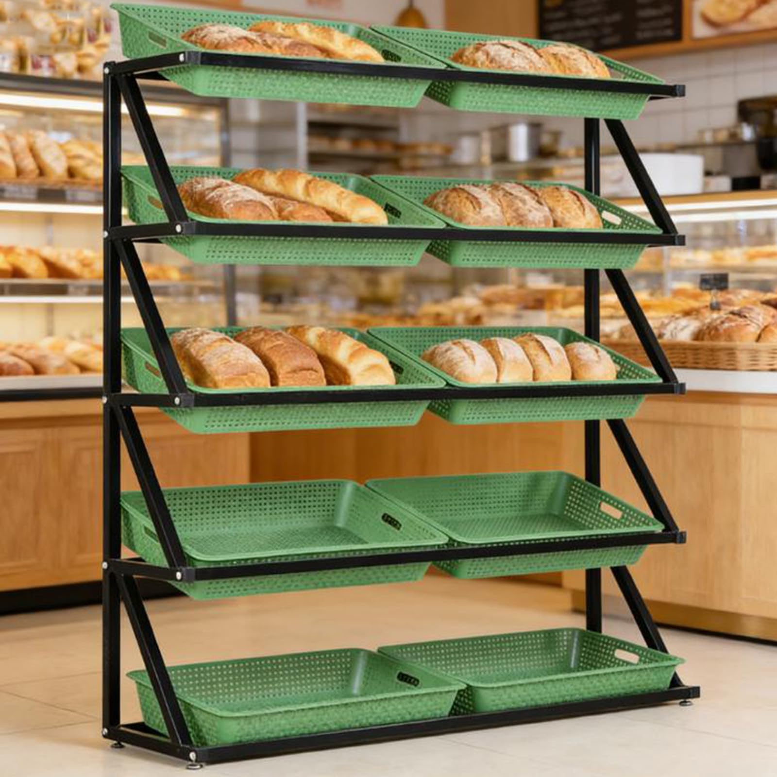 Carrito organizador de cocina rodante con cestas de alambre, estante de almacenamiento de varios niveles para frutas y verduras, estantes ajustables que ahorran espacio para despensa