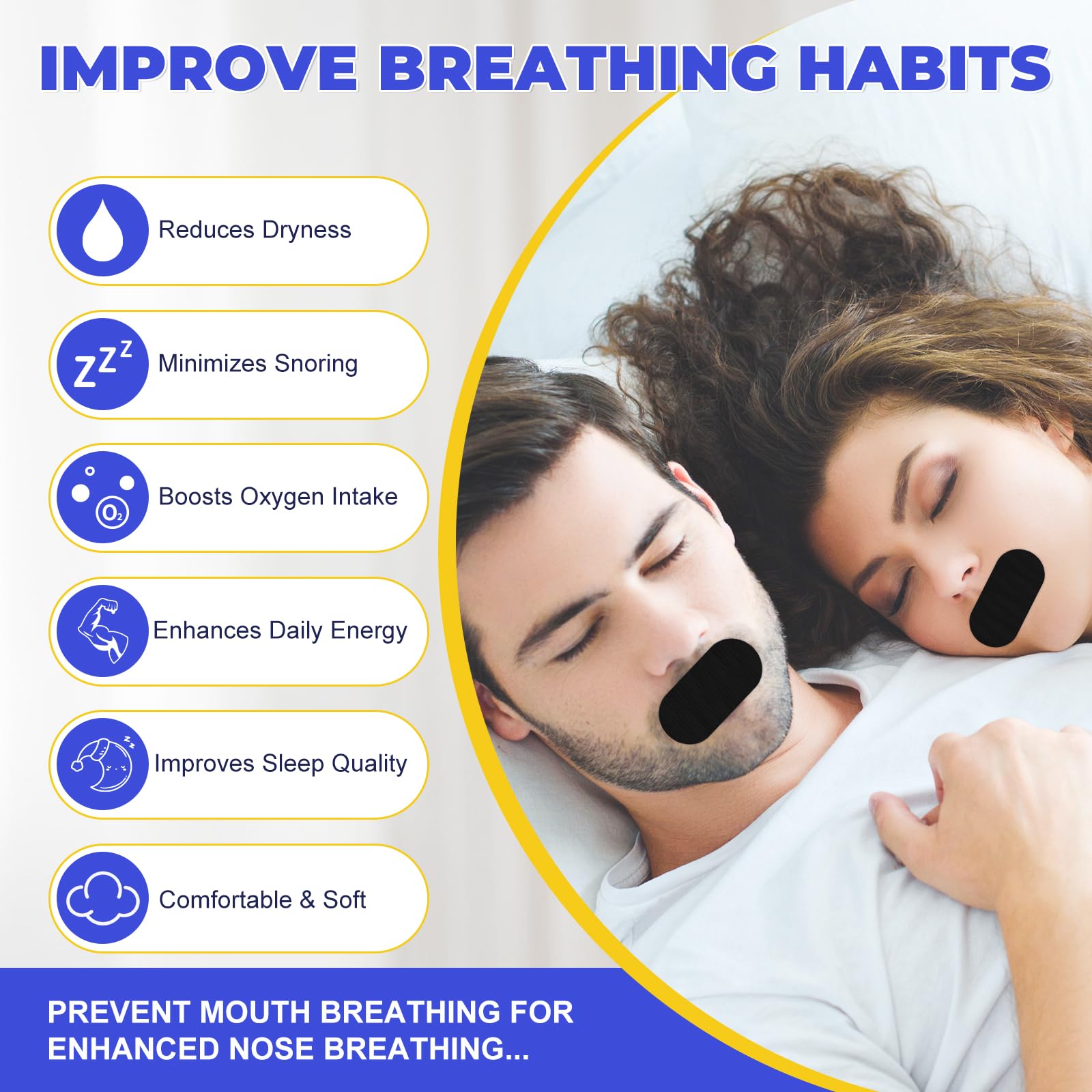 30 Pezzi Nastro per la Bocca per Dormire, Bocca Anti Russare, Ovale Mouth Tape for Sleeping, Nastro la Bocca per Uomini e Donne, Migliore Respirazione e Sonno