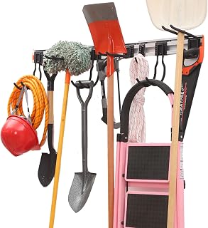 Homeon Wheels Tool Storage Rack  Aluminum Garage Tool Organizer Wall Mount with  - Compare price