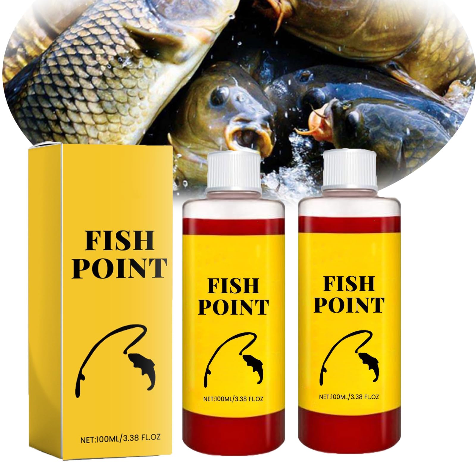 Concentrated Fish Attractant Liquid - Red Worm Liquid Spray, Fishing Bait Scent Enhancer for Freshwater, Improves Biteresponse, Fast-Acting Lure Attractant for Lakes, Rivers (2pcs)