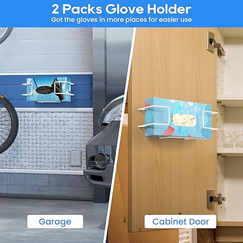 Miniatura 5 de THYGIFTREE Soporte para guantera desechable de montaje en pared, 2 unidades de guanteras de metal para guantes de látex de goma, organizador de