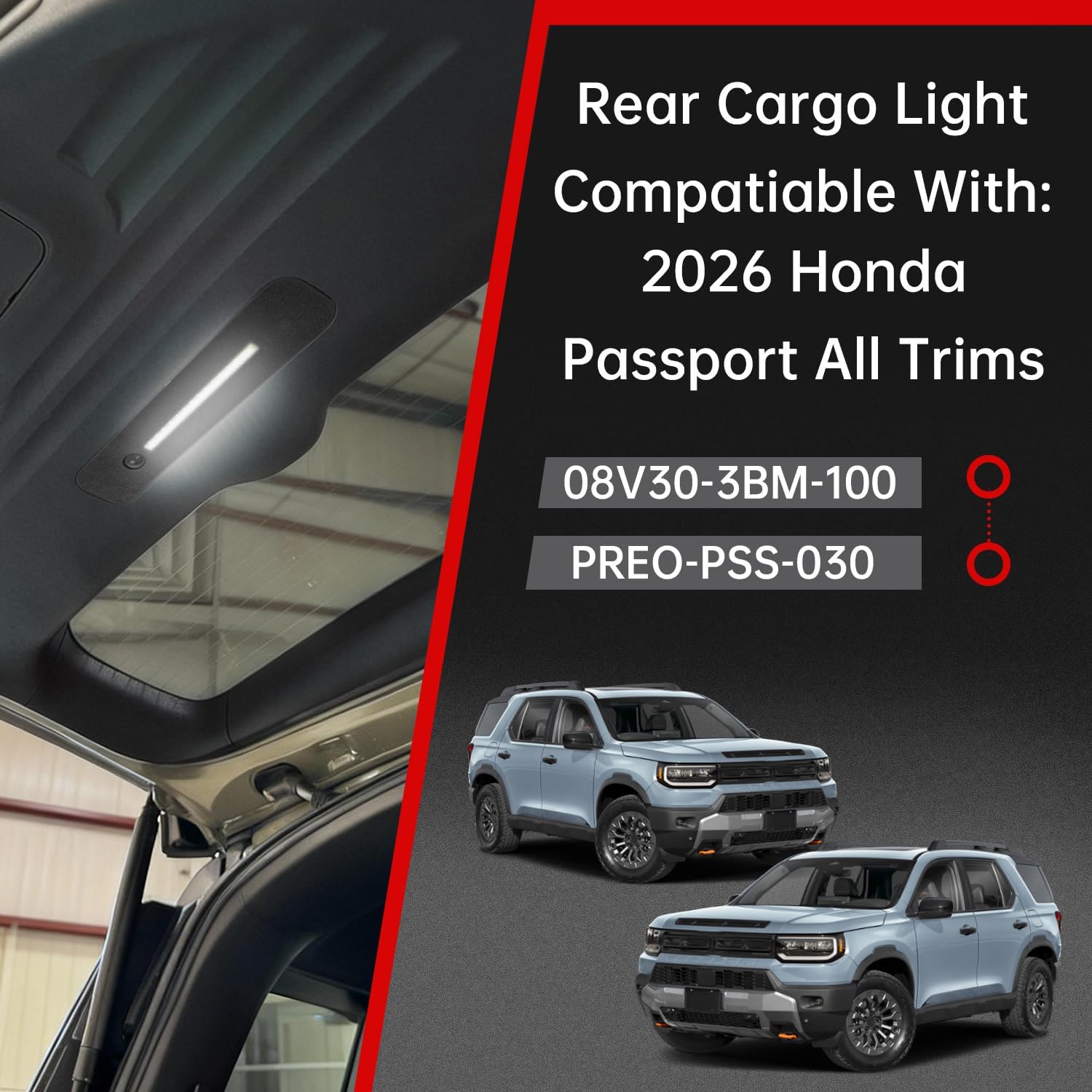 LED Cargo Light Assembly for 2026 Honda Passport RTL TrailSport Elite, Compatible with 08V30-3BM-100 PREO-PSS-030, Trunk Lamp with 30-Min Auto Shut-off & Manual Switch