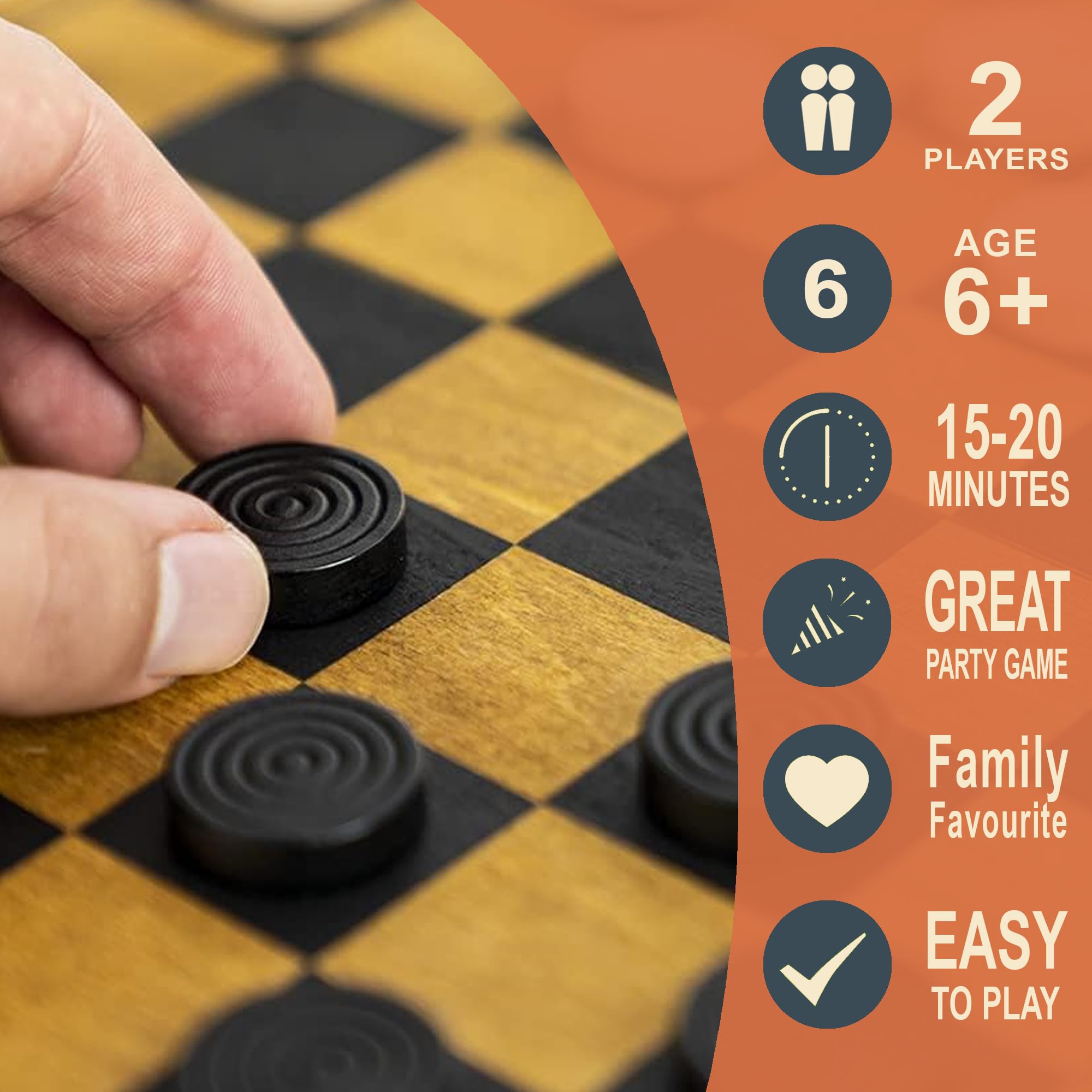Professor PUZZLE Draughts Wooden Games Workshop, Multicolor, Classic Games Collection - Image 3