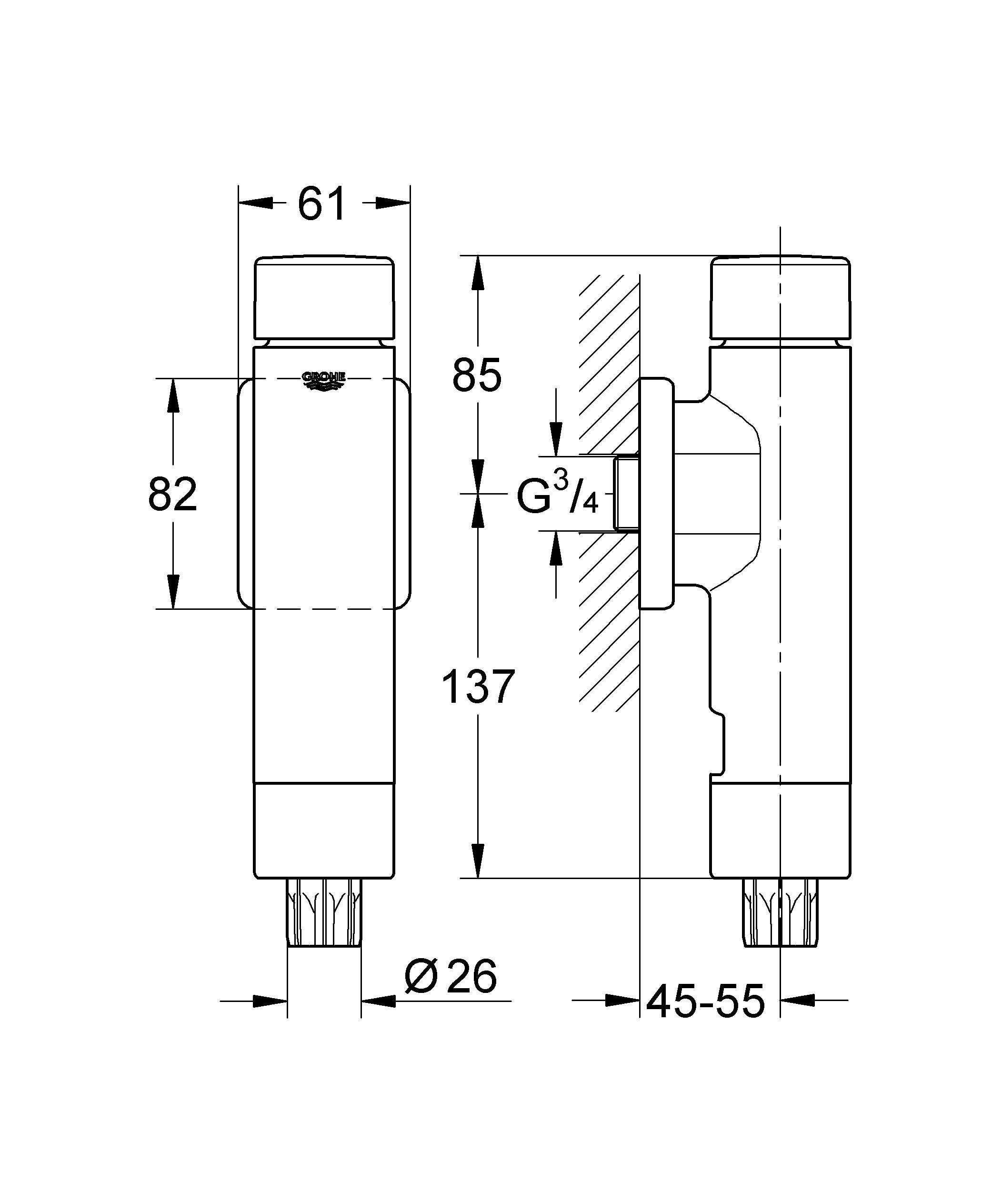 Grohe Rondo AS - Fluxor ajustable para WC (6-9 l) Ref. 37347000