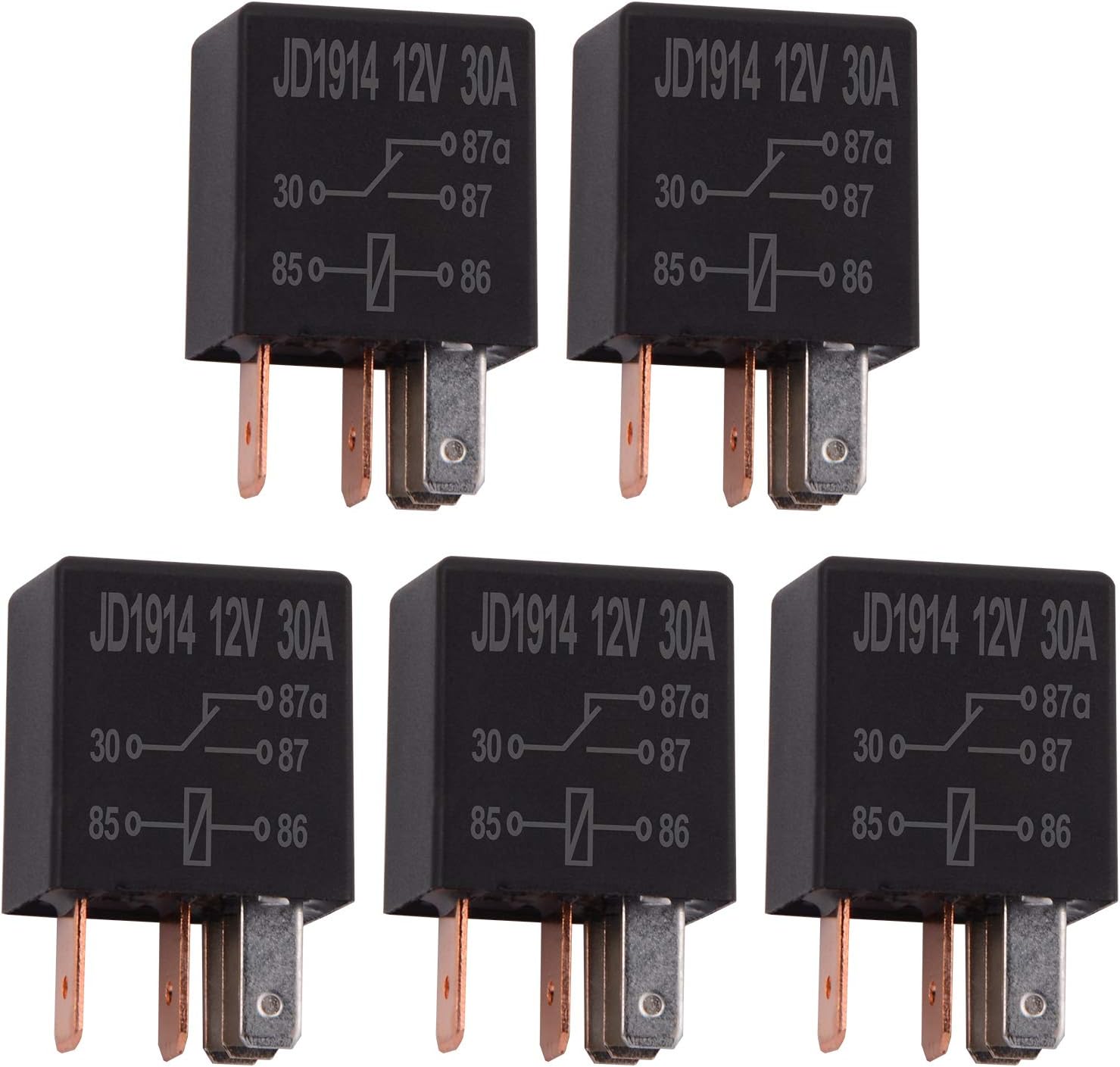 Ehdis 5 Pcs Car Relay 12V 30 AMP 5 Pin, SPDT Multi-Purpose Relay Heavy Duty Standard Relay Kit