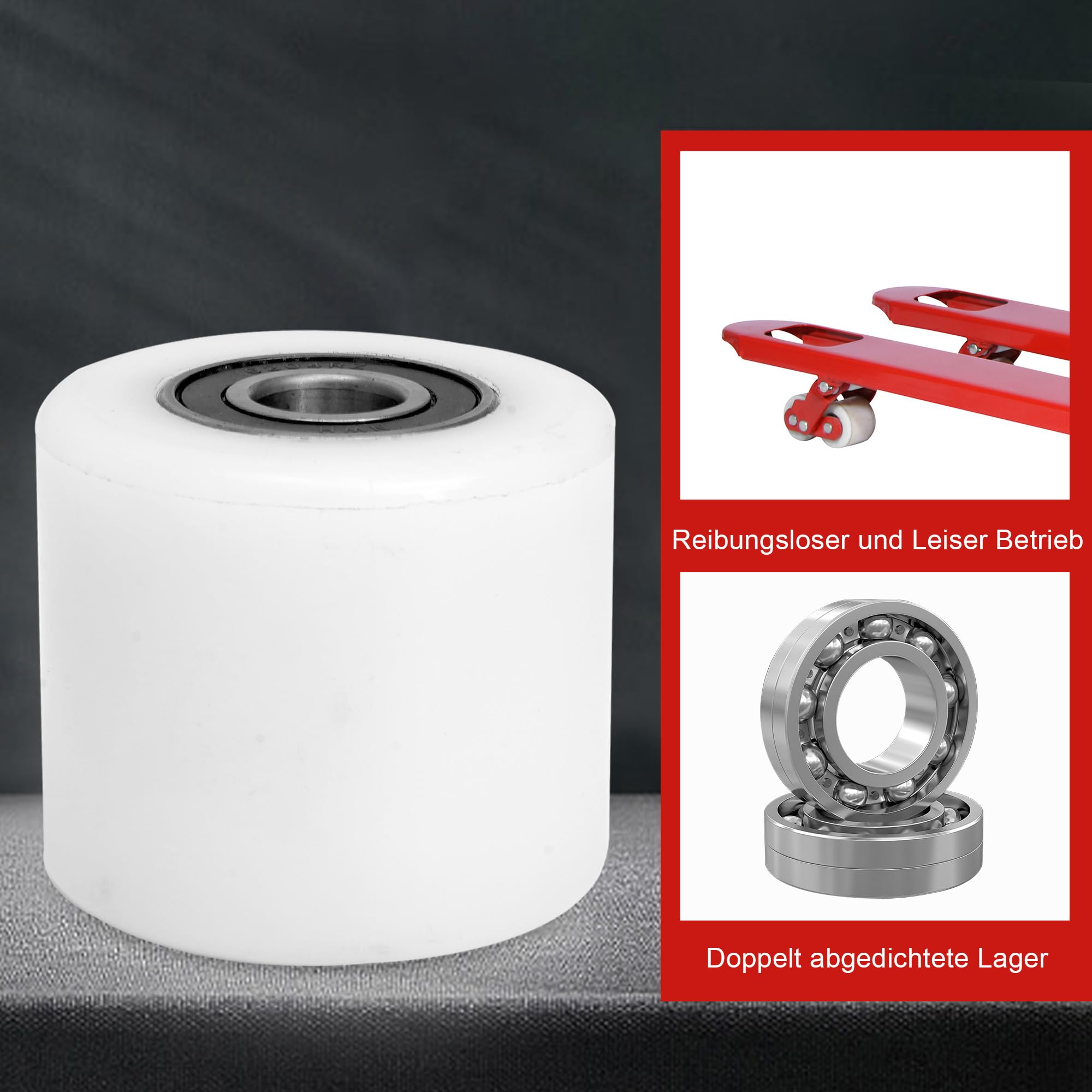 4 Stück Nylon Hubwagen Rollen 80 x 70 mm Laufrollen mit Kugellager Rollen für Hubwagen Ersatzrollen
