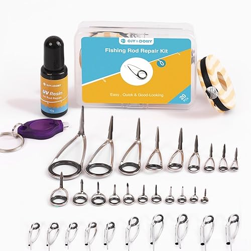 OJYDOIIIY Kit completo de reparación de ojales de caña de pescar, kit de repuesto de ojos de caña de pescar de emergencia de fijación rápida con