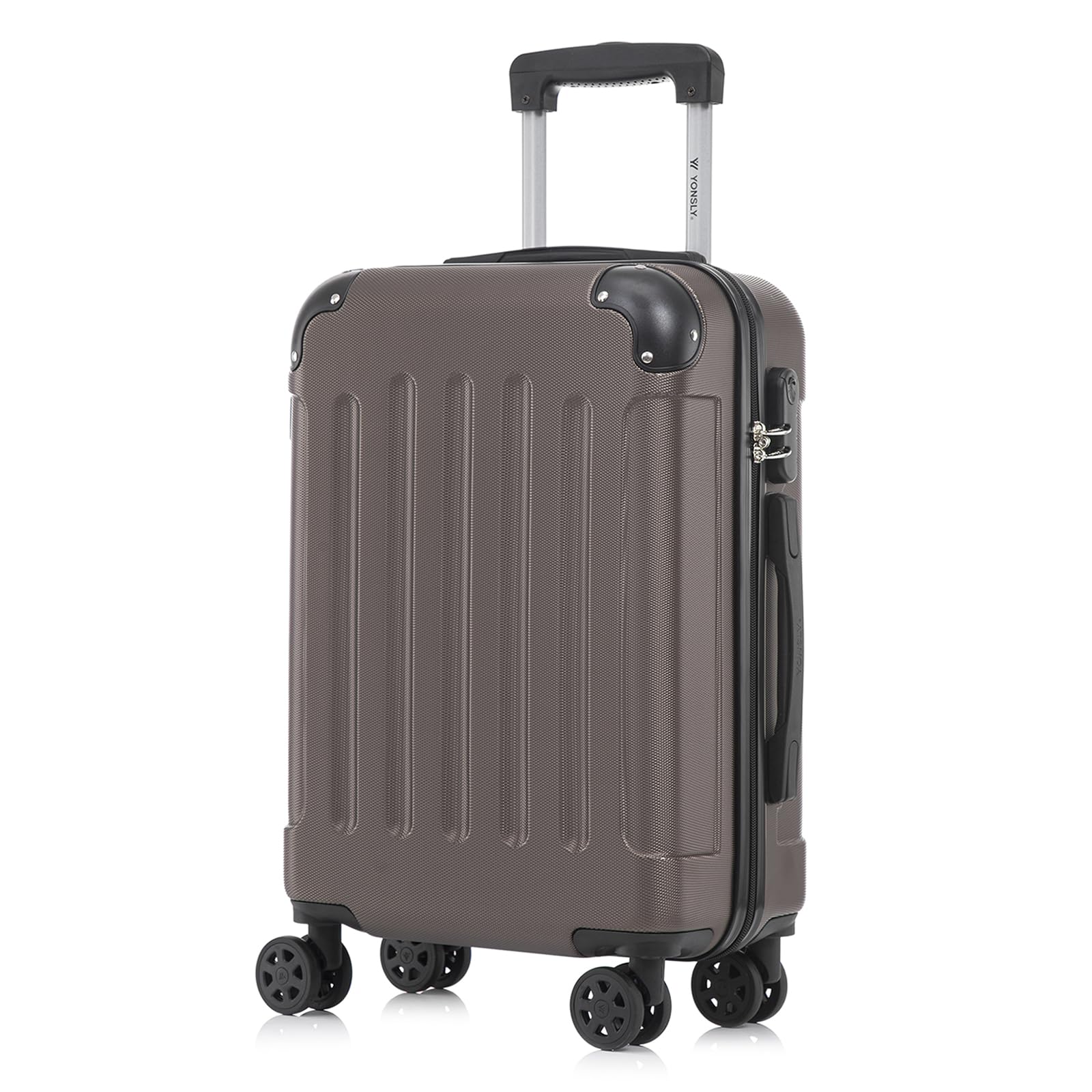 yonsly Koffer Suitcase, Trolley Reisekoffer, Rollkoffer Handgepäck mit 4 Rollen 360°, ABS Hartschalen, Sicherheitsschloss, Weicher Gummigriff, 210D-Futter