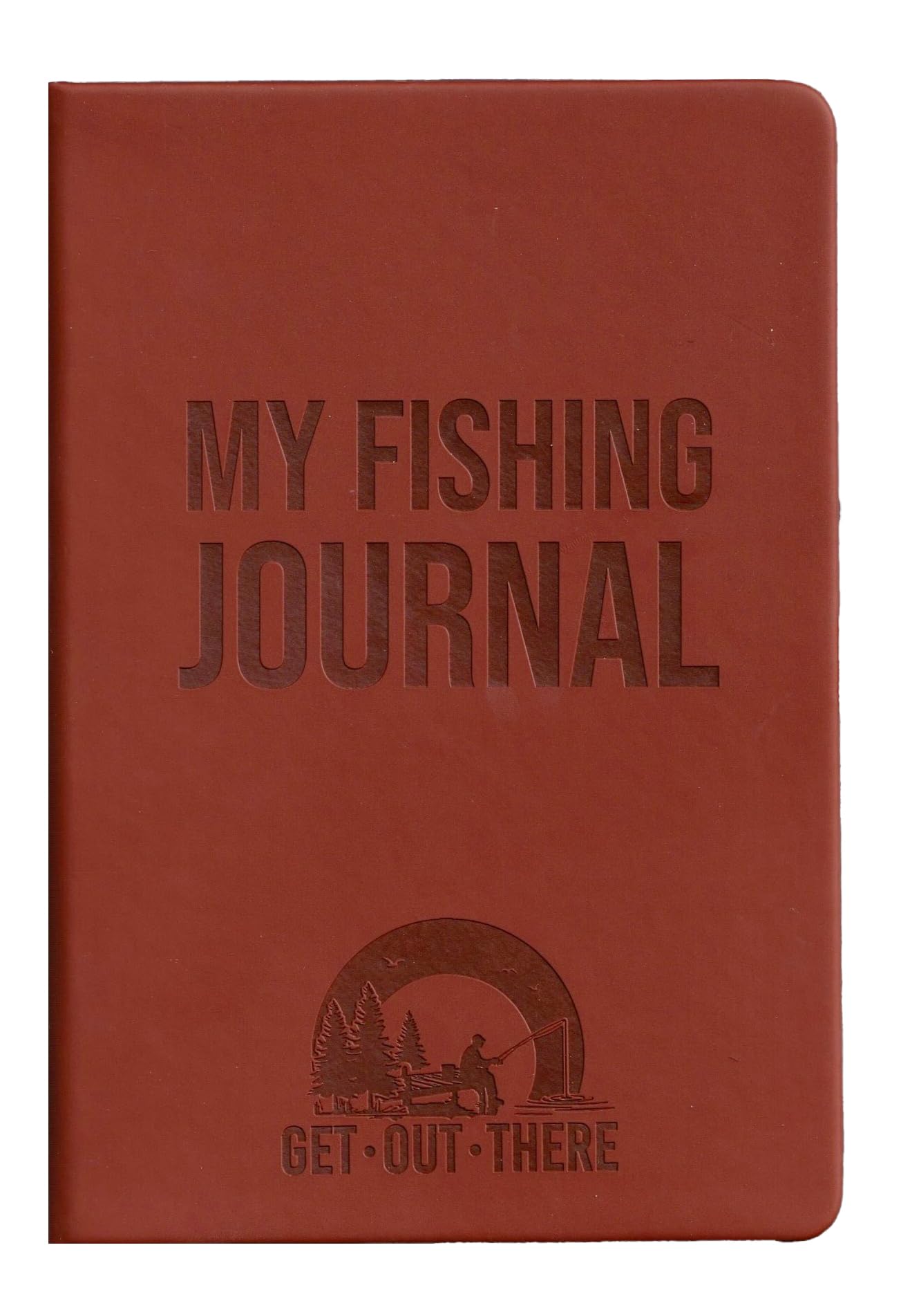 DockTime Unique Gift for Fishermen Men's Fishing Journal, Vintage Brown A5 Faux Leather Hardcover, 200 Pages College Ruled Lined Writing Journal