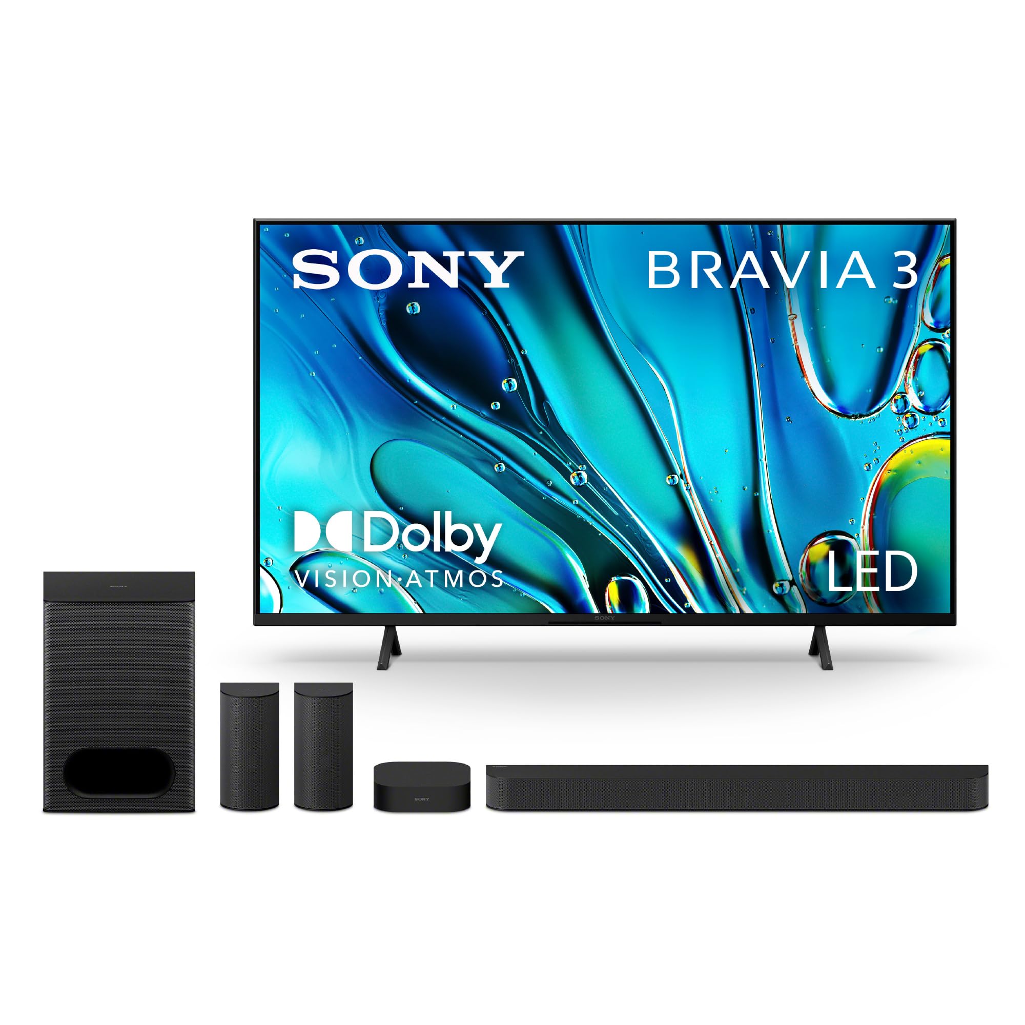 Sony 43-Inch 4K Ultra HD BRAVIA 3 LED Smart TV (K-43S30) 2024 Model + BRAVIA Theater System 6 5.1ch Home Theater Sound Bar Bundle