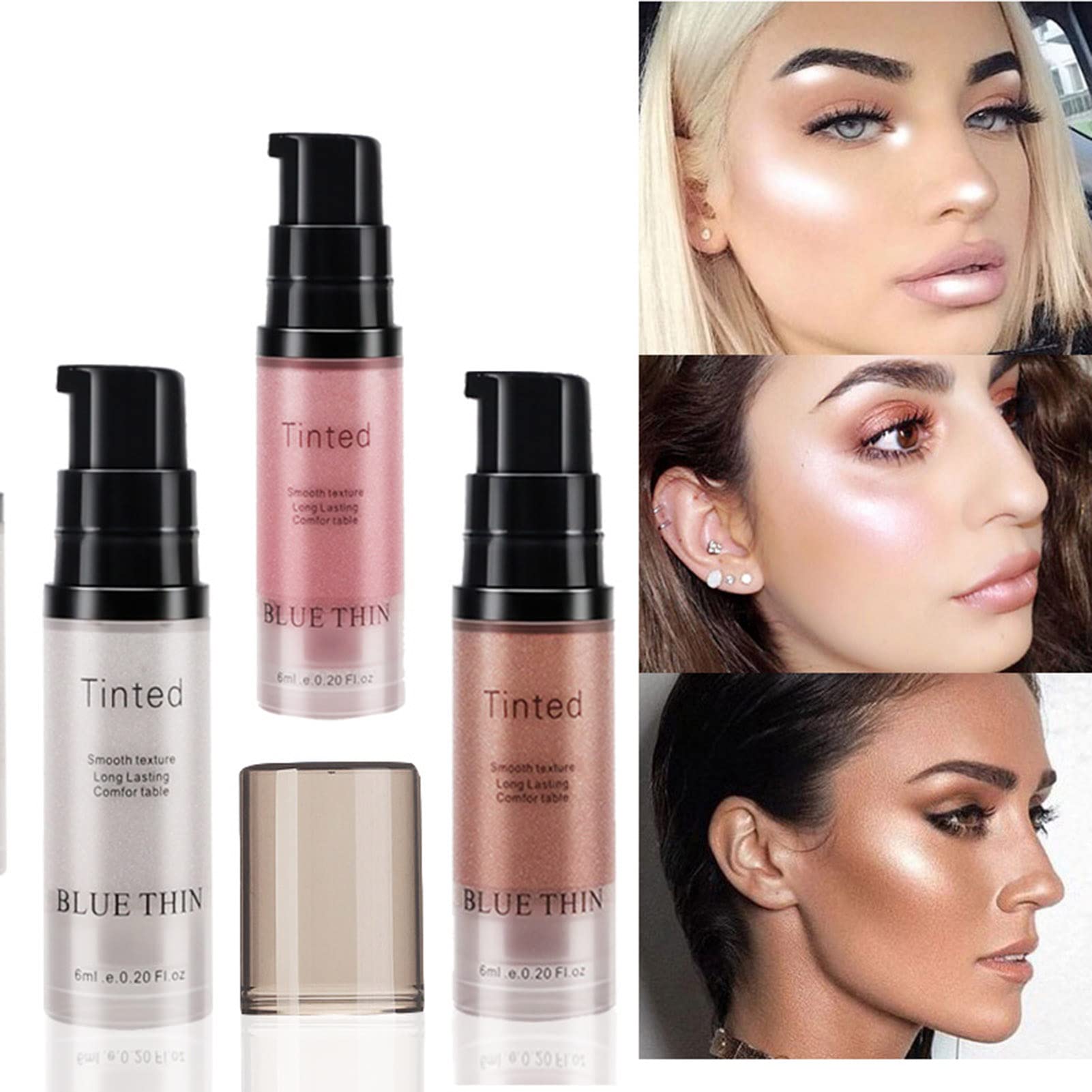 Body Luminizer,Liquid Highlight,Body Highlighter Makeup Smooth Glow Liquid Foundation,Waterproof Moisturizing Highlighter Cream for Face Body Contour Makeup (3colors)