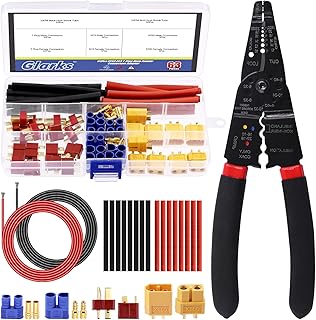 Glarks 45Pcs Wire Stripping Tool and XT60/EC3/T-Plug Deans XT60 Male and Female Connector with 14 Gauge Silicone Wire Heat Shrink Tubes for RC ESC Lipo Battery Motor