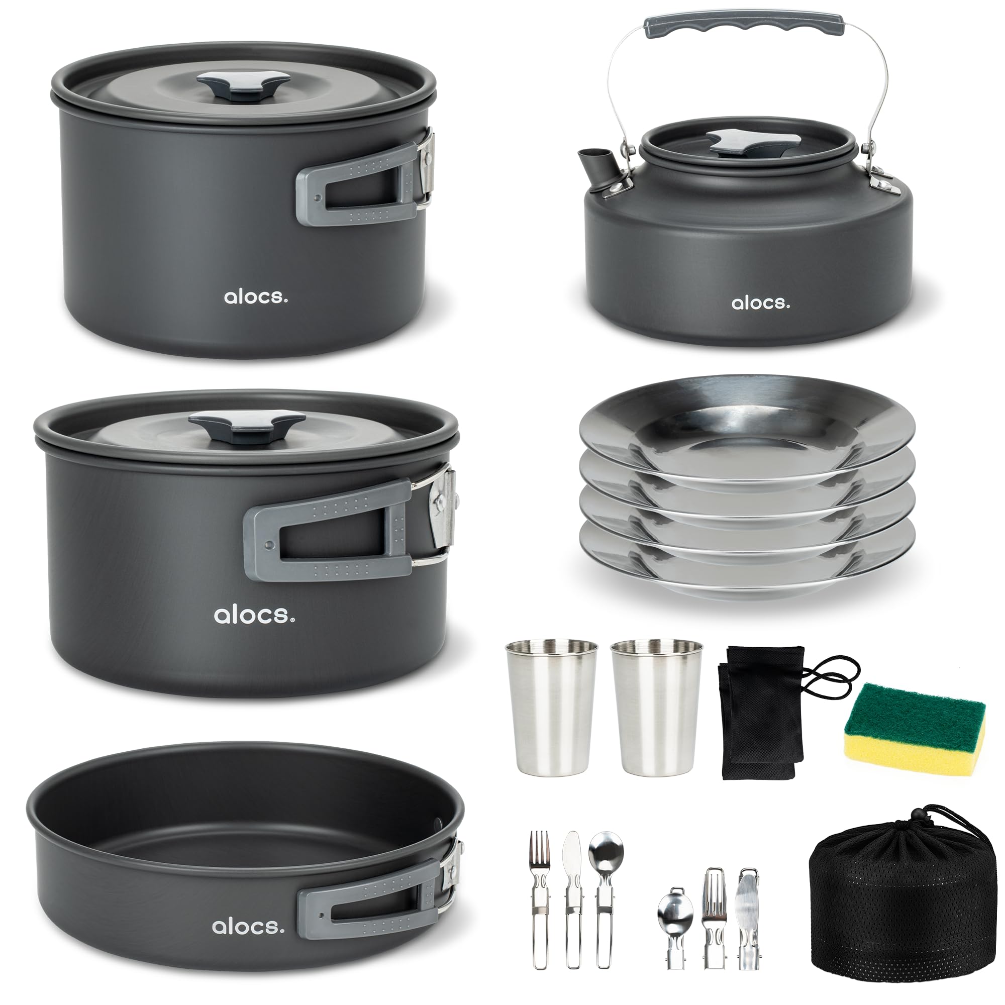 Amazon.co.jp: Alocs 20pcs キャンプ用調理器具セット 軽量キャンプ鍋
