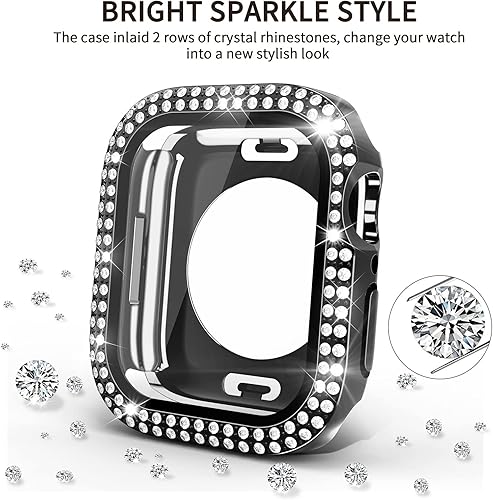 Miniatura 4 de Yolovie Funda impermeable 2 en 1 compatible con Apple Watch de 1.772 pulgadas, protector de pantalla Series 987, para mujer, con diamantes de