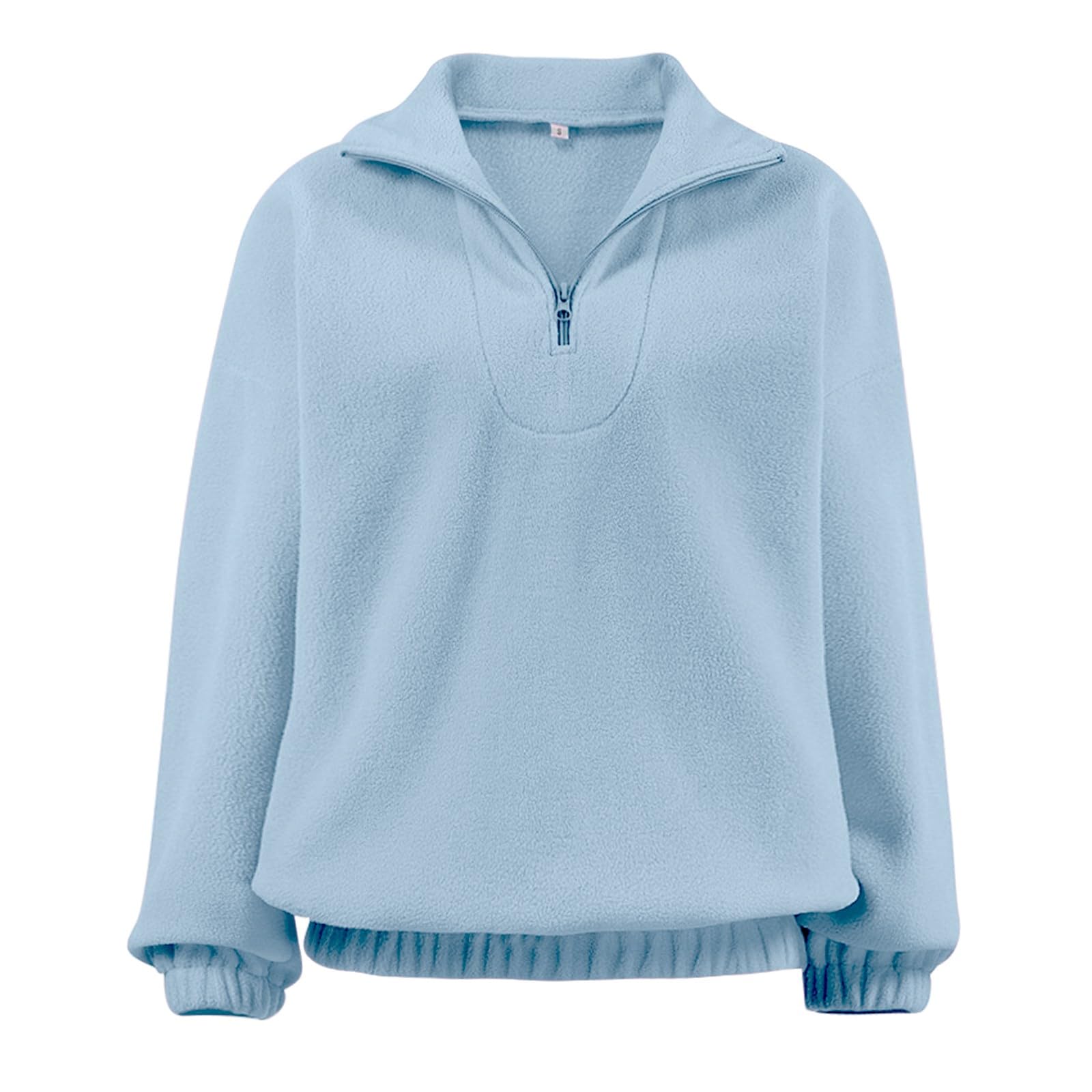 Generico Top Donna Maniche Lunghe Scollo A V - Cotone Donna con Zip