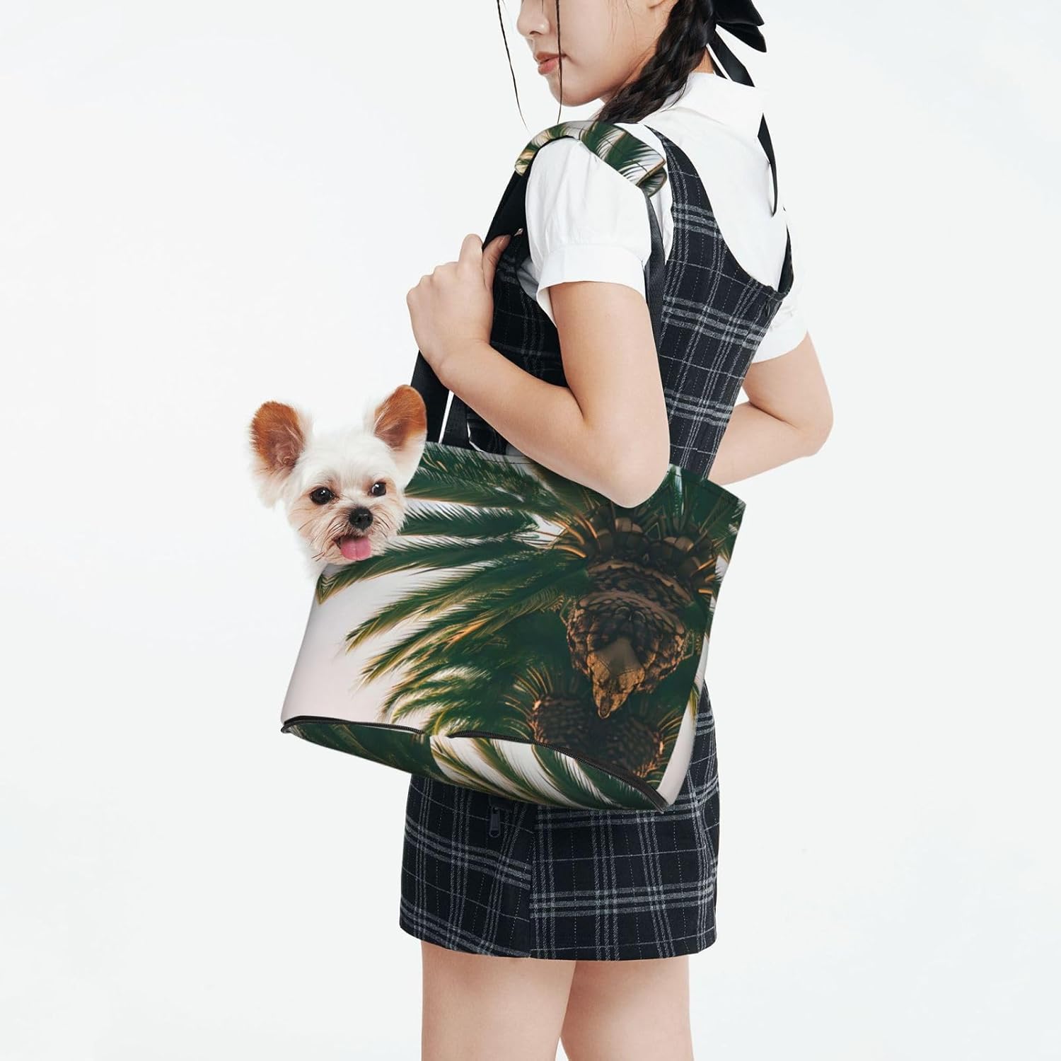 Los Angeles Palm Trees Print Portable Foldable Shoulder Bag for Travel,with Collar Hook and Handle Pad,Cute Stylish Design