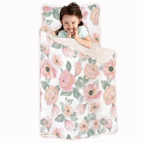 Miniatura 14 de JumpOff Jo Tapete para siesta para niños, acogedor tapete de descanso para niños con almohada extraíble y manta ultrasuave para preescolar,