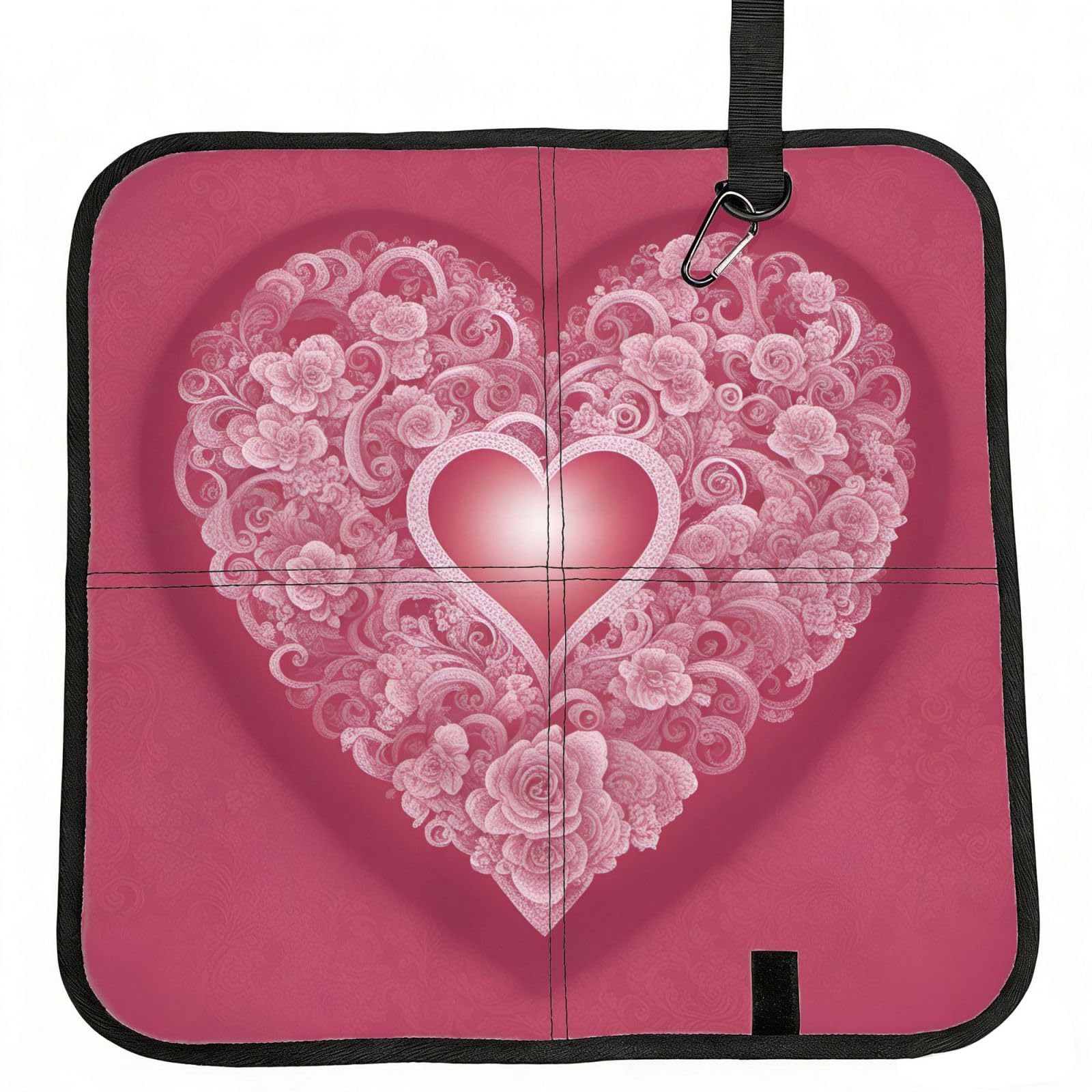 AYYQWE Romantic Heart Print Foldable Seat Cushion Portable Chair Pad Office Commuting Picnic Camping Outdoor