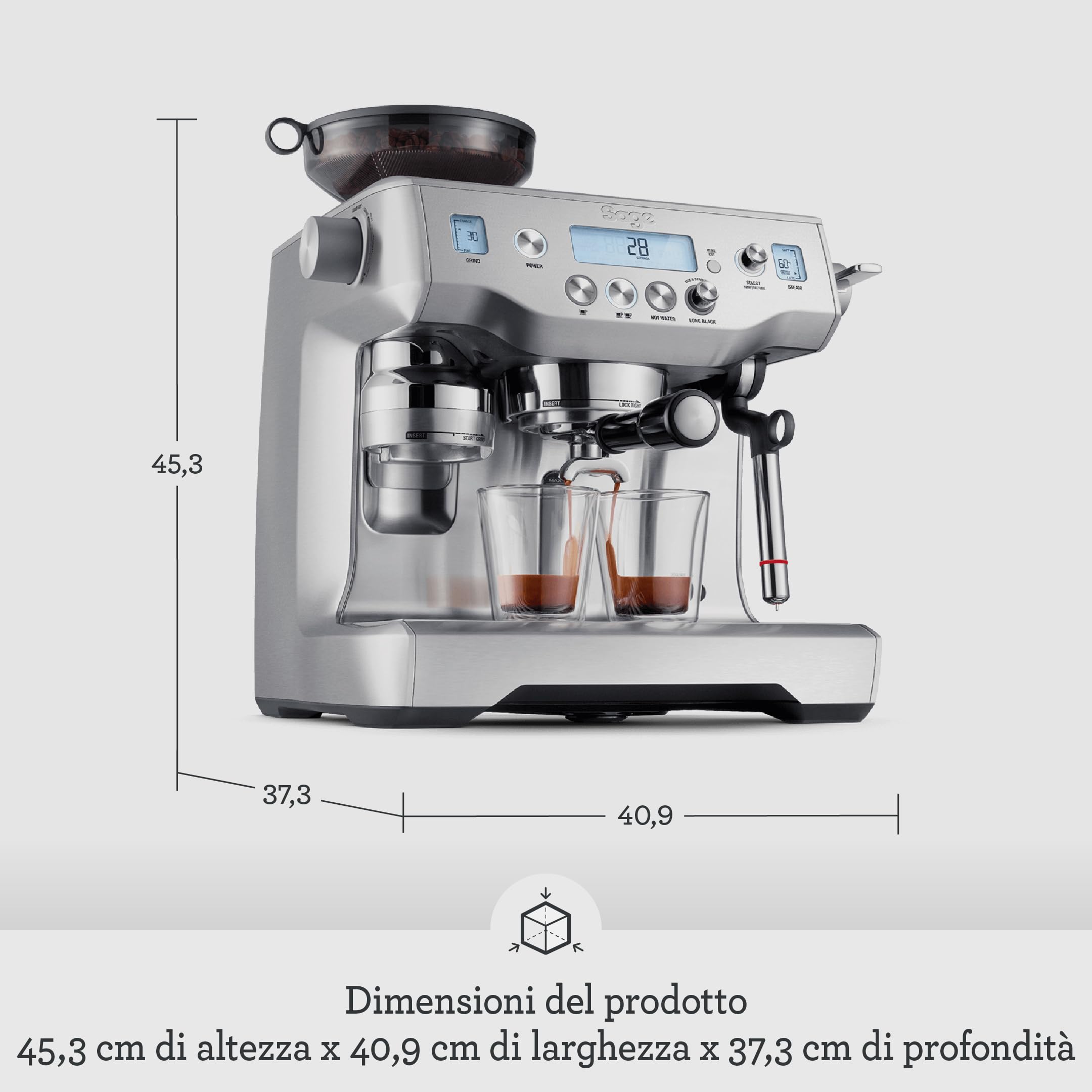 Sage - The Oracle - Macchina da Caffè in Grani con Montalatte Manuale e Automatico - Acciaio Inox Spazzolato