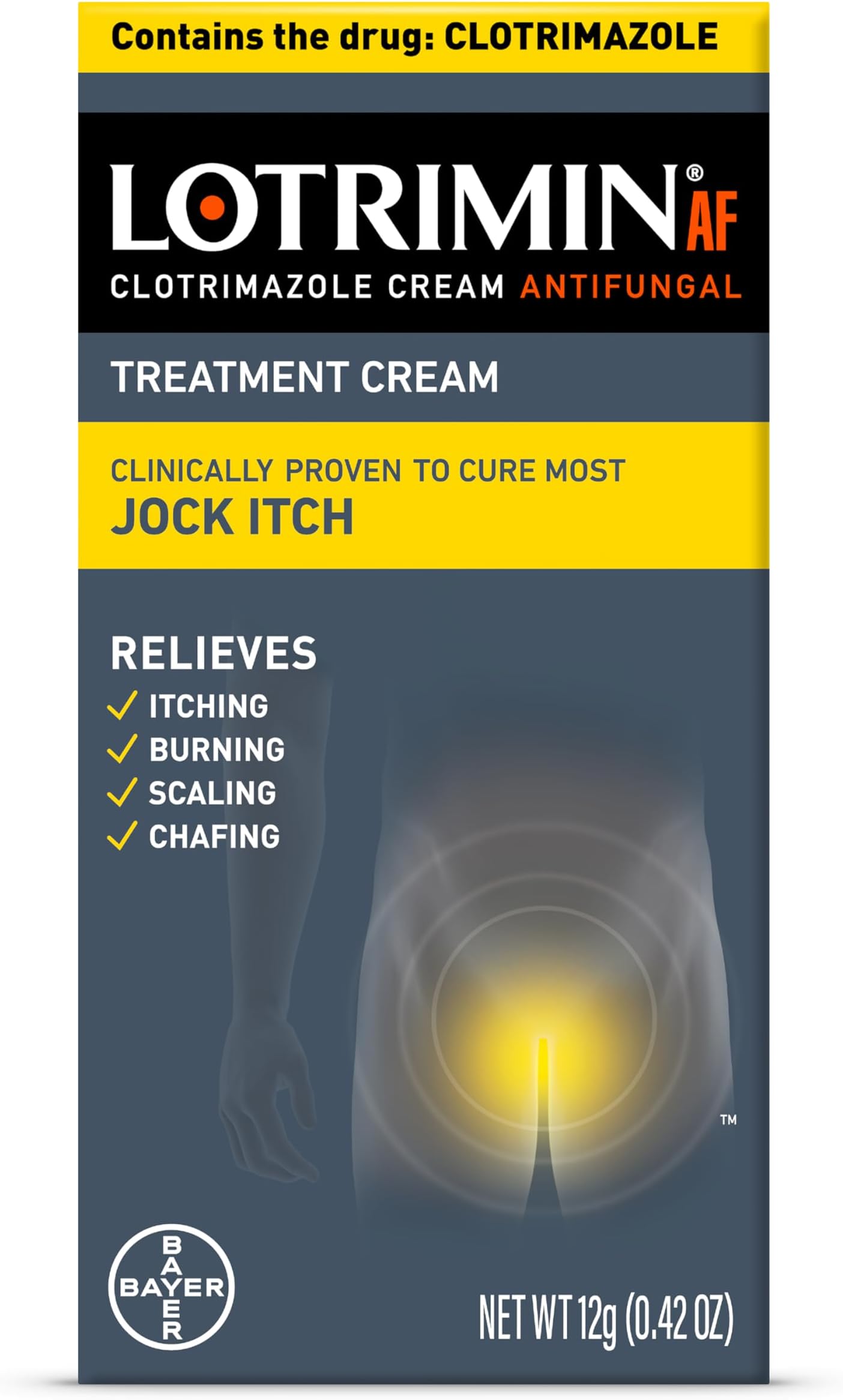 Lotrimin AF Jock Itch, Jock Itch, and Athlete's Foot Cream, 0.42 Ounce (Pack of 1) (Packaging May Vary)
