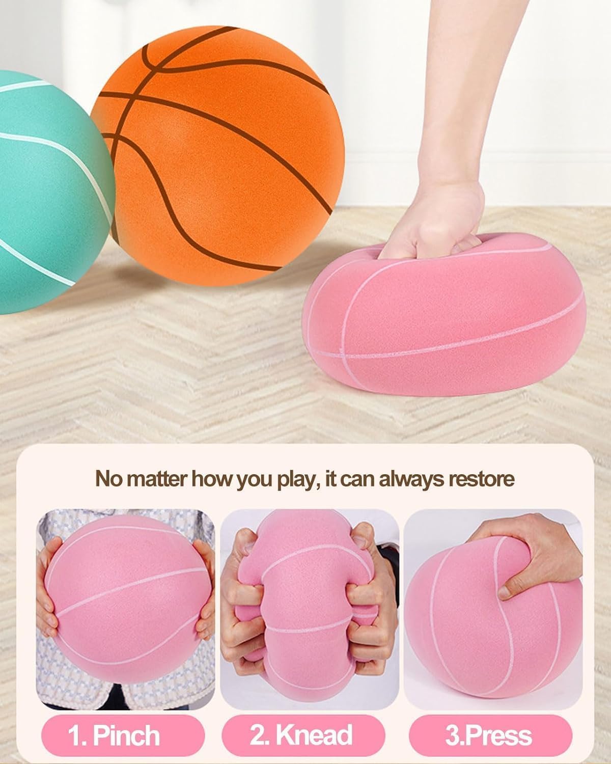 Silent House Basketball Indoor Size 6 (28.5") Size 5 (27.5") Size 3 (26.5"), 2026 No Noise Quiet Foam Basketball for Dribbling Training