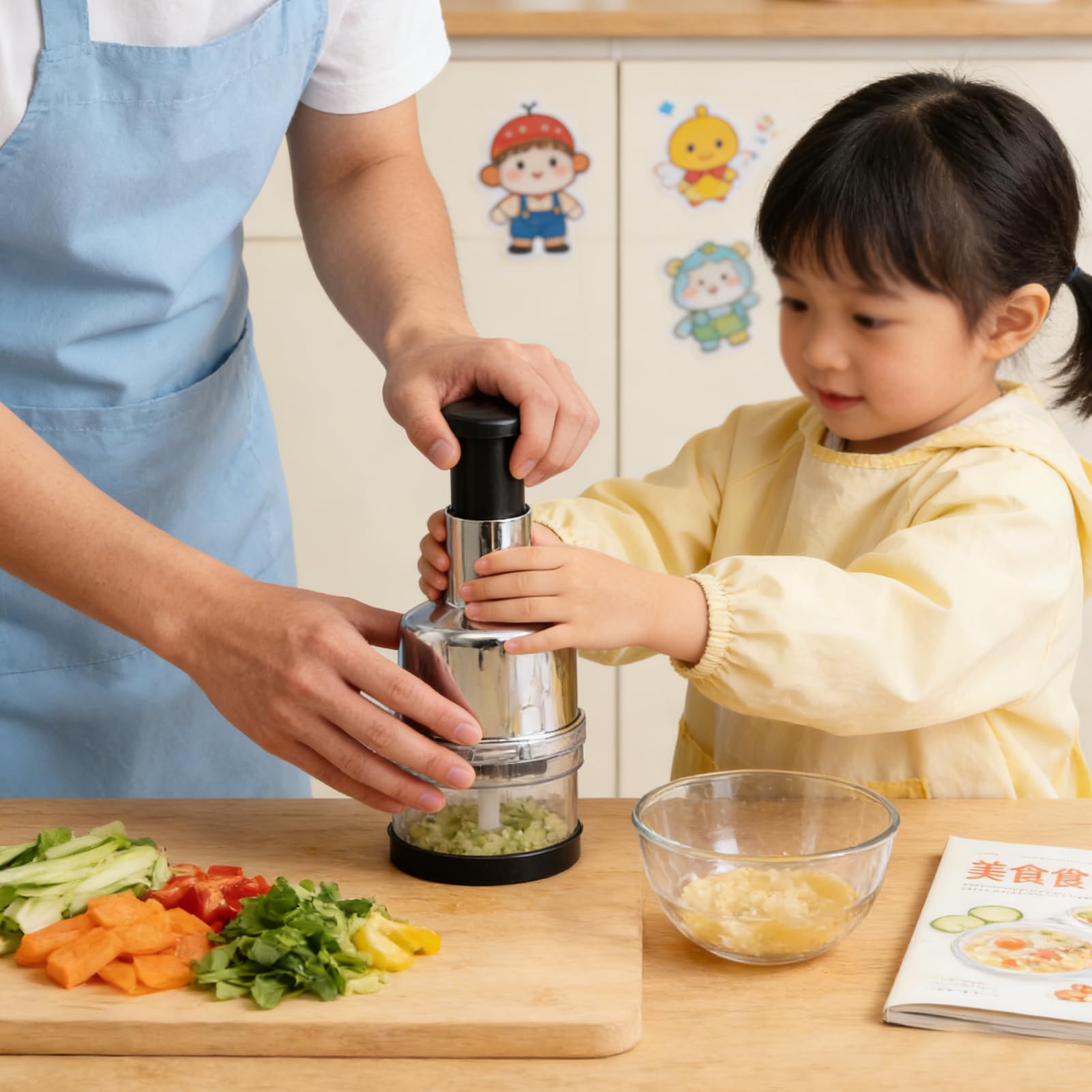 Chopper per cipolle, tritato per cipolle tritaverdure un mano -tritatutto manuale in Acciaio inossidabile per cucina domestica Ristorante Argento domestico