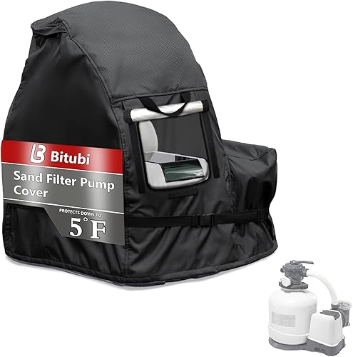 Miniatura 7 de Bitubi Cubierta de bomba de filtro de arena, impermeable, anti-UV, cubierta para bomba de piscina, adecuada para la mayoría de filtros de arena de