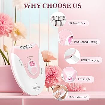 Epilator for Women, Cordless Facial Hair Removal with LED Light, 2 Speeds, Electric Trimmer Tweezer for Face Legs Arms Underarm Armpit Bikini, Painless Smooth Glide Mini Epilator Shaver for Travel : Amazon.co.uk: