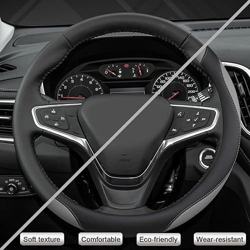 Miniatura 4 de West Llama - Funda para volante de automóvil personalizable, color negro y gris, tamaño estándar