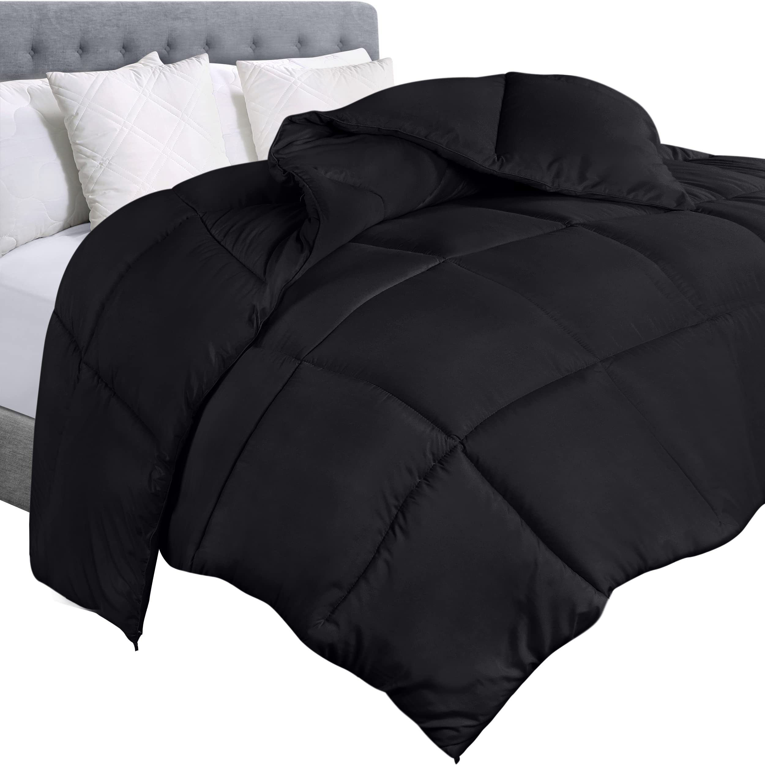 Utopia Bedding Comforter Duvet Insert, Quilted Comforter with Corner Tabs, Box Stitched Down Alternative Comforters King Size (Black)