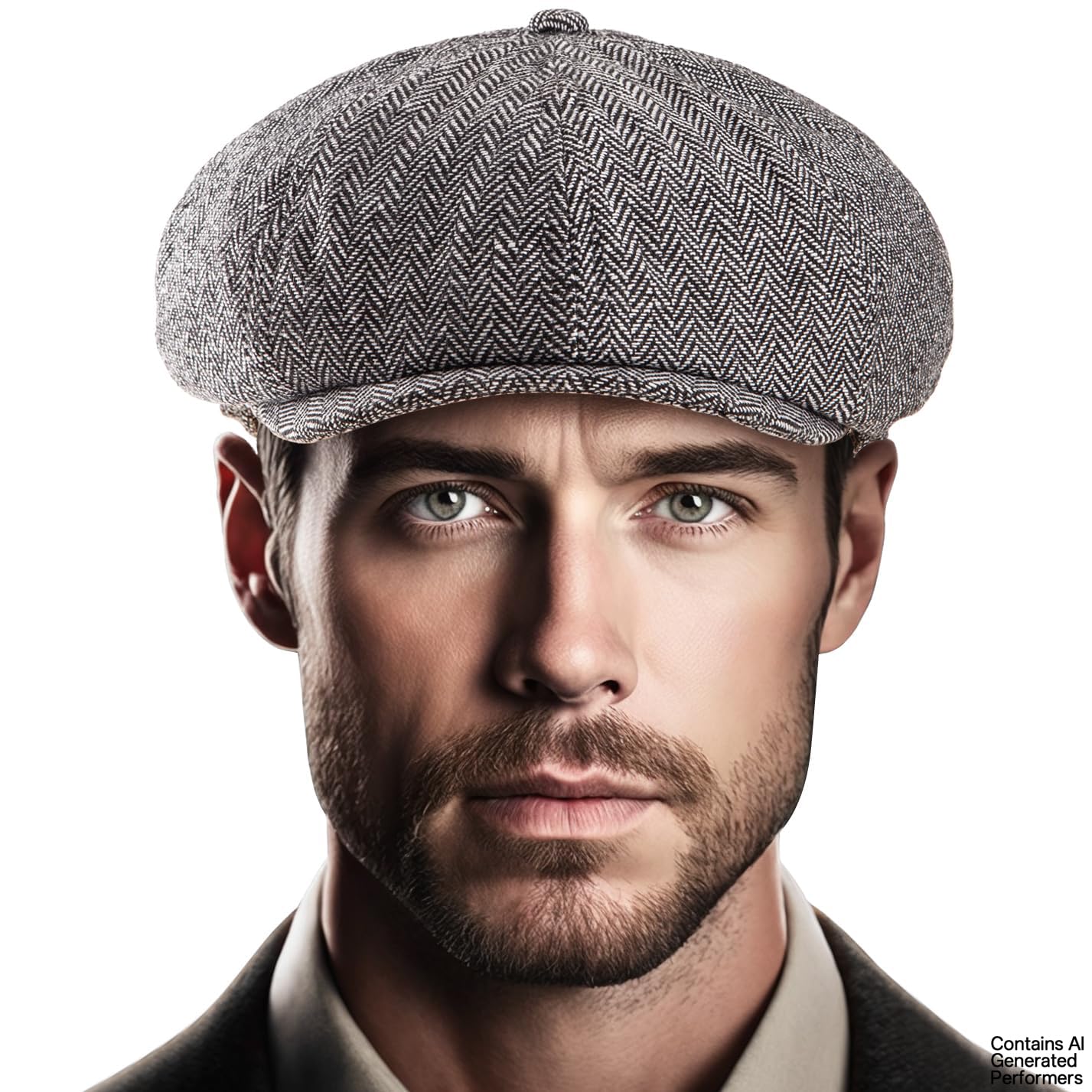 LADYBRO 8-Panel Herren Newsboy-Mütze - Fischgrätenmuster Tweed-Wollmischung Hüte Schirmmütze Scally Ivy Cap Vintage Alltag Freizeit
