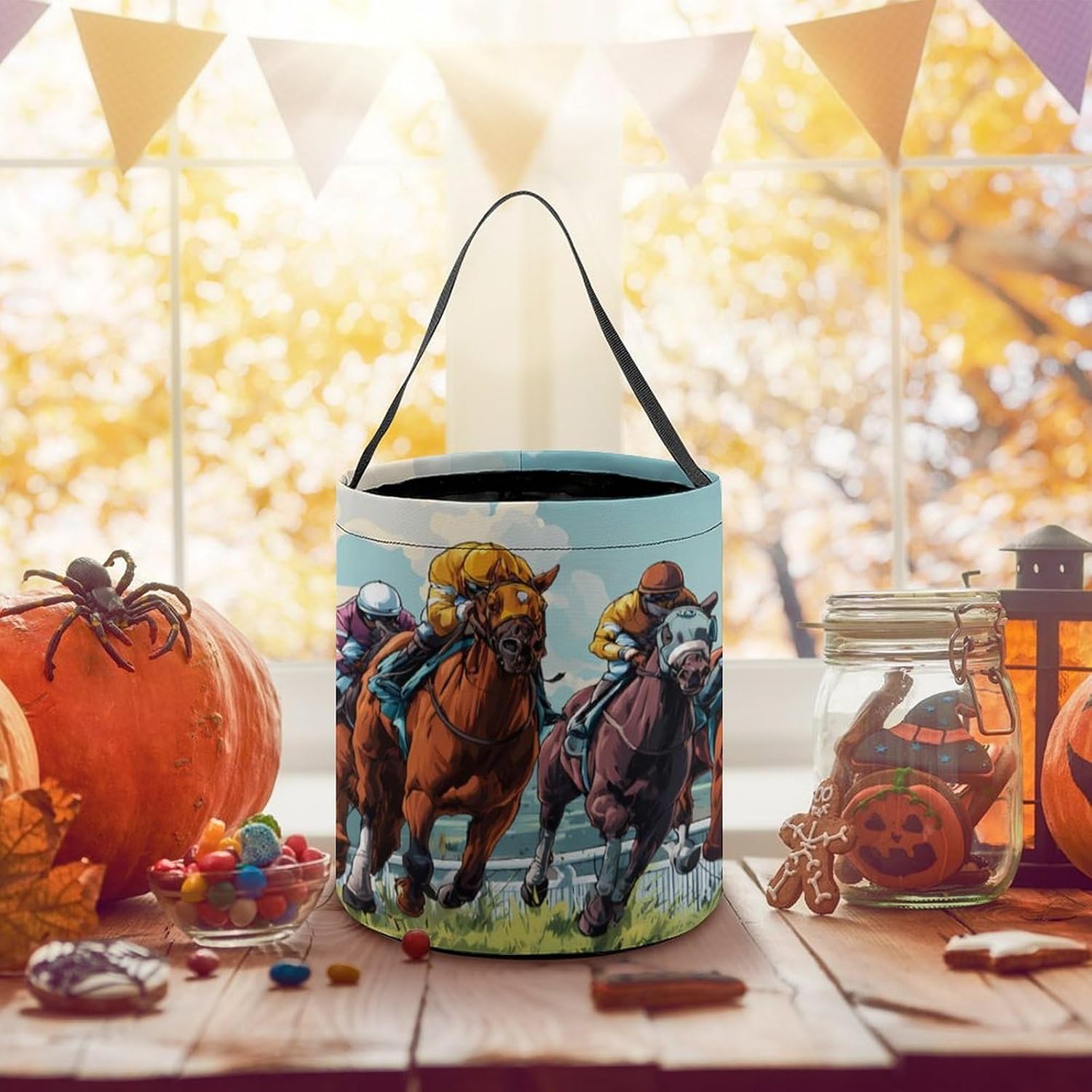 Race-Horse Racing Candy Bag Halloween Treat Goody Bags Party Basket Handbag Holiday Decor