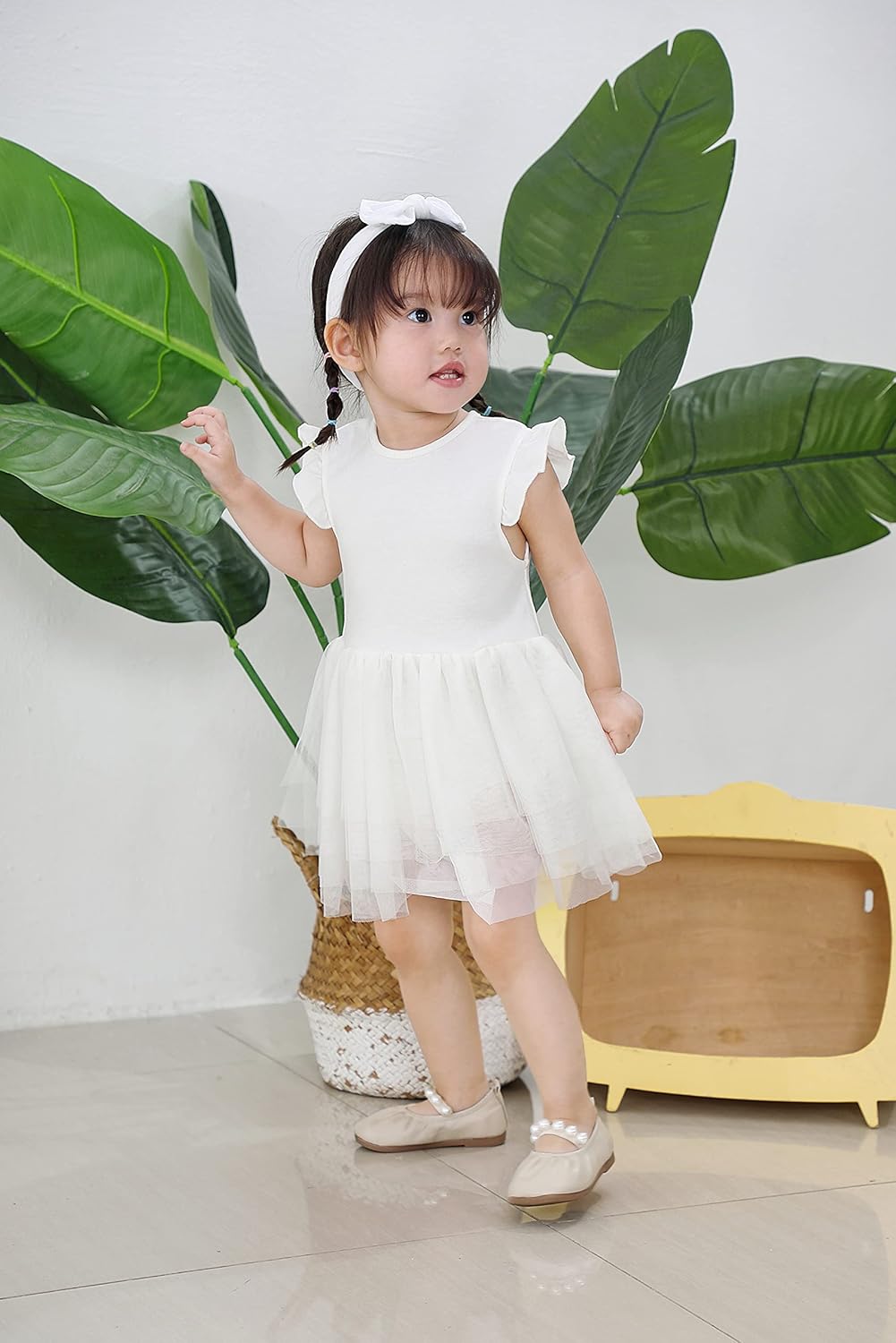 O2 BABY Organic Cotton Baby Girls Tutu Dress Baby's Tulle Dress with Headband Outfit Set 0-24Months - Image 2